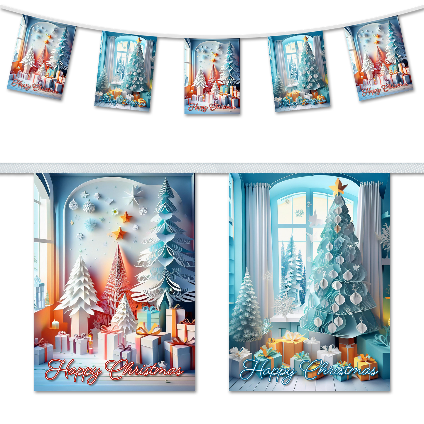 Christmas Paper Cut Design A5 Bunting