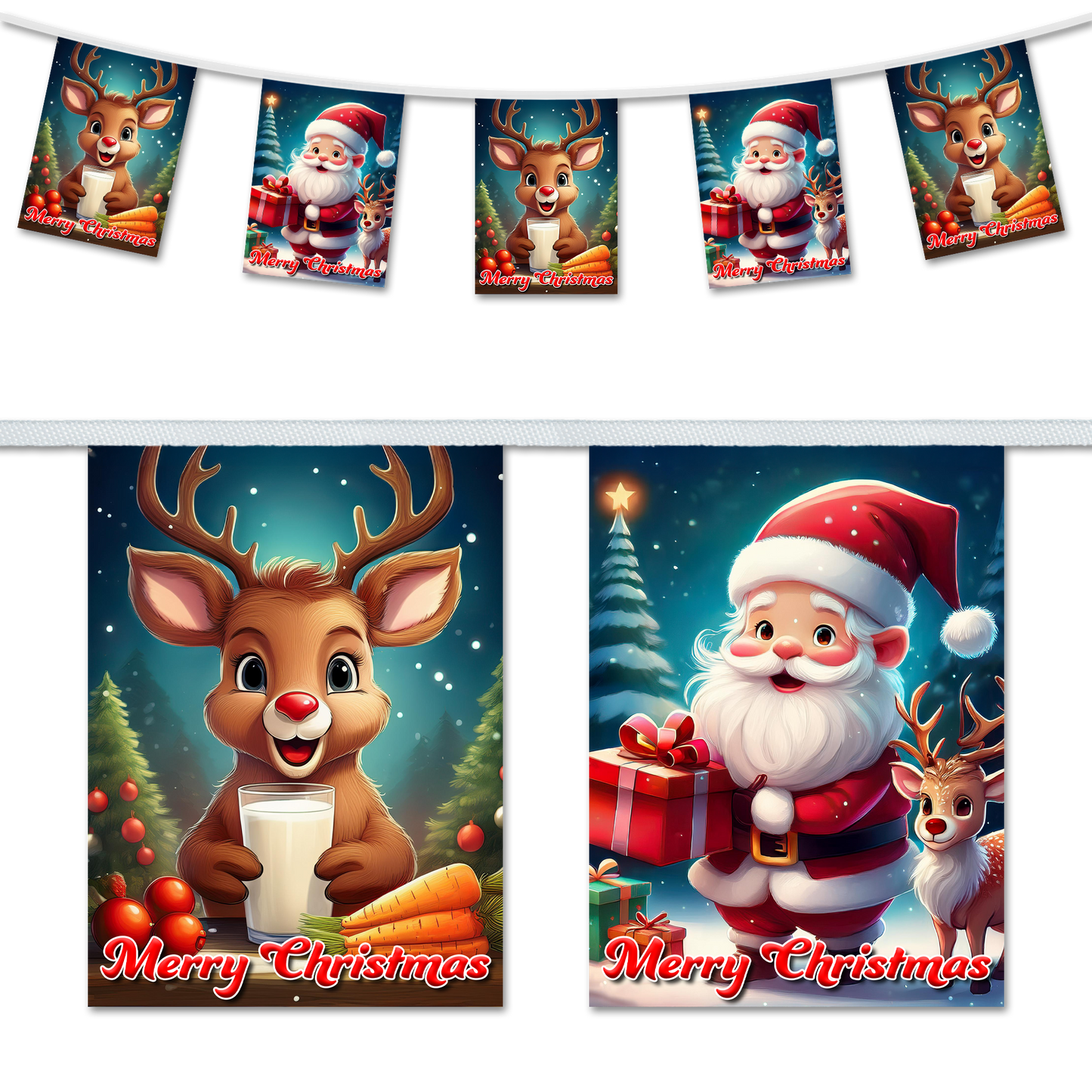 Santa Reindeer A5 Bunting