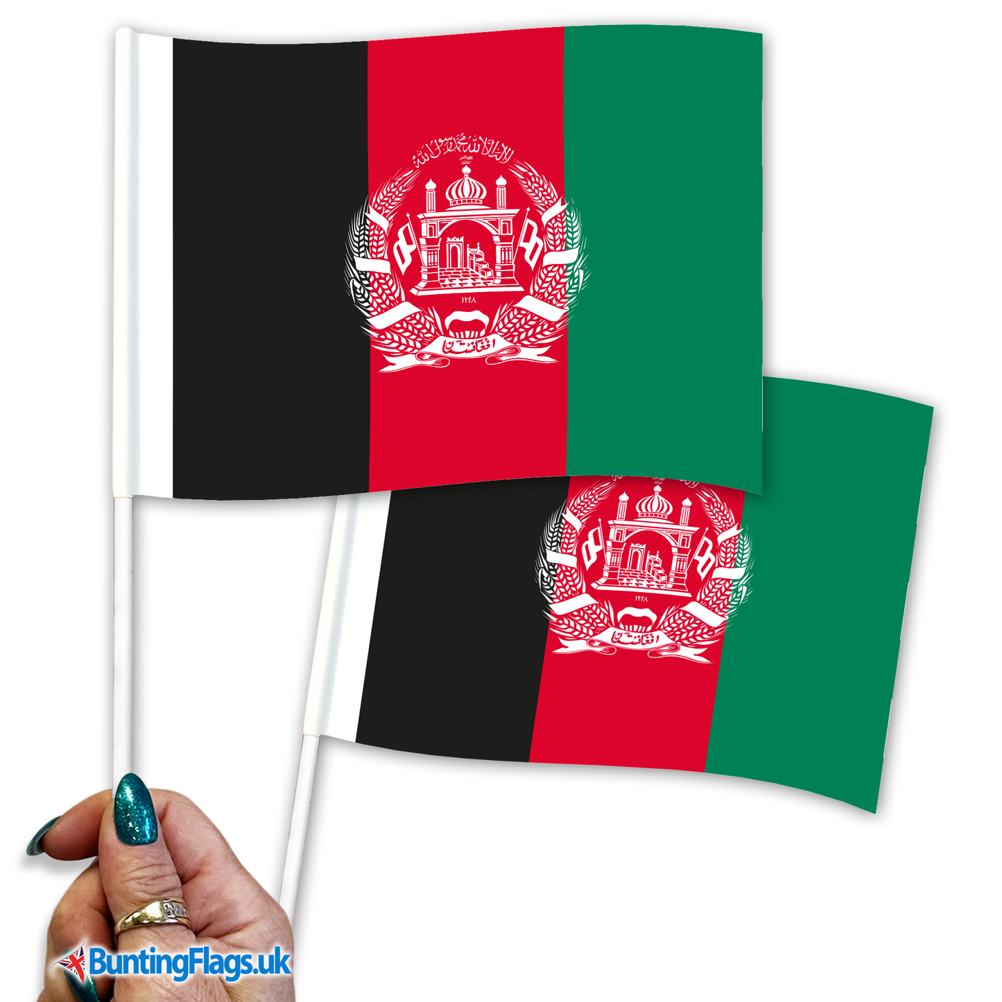 Afghanistan hand waving flags