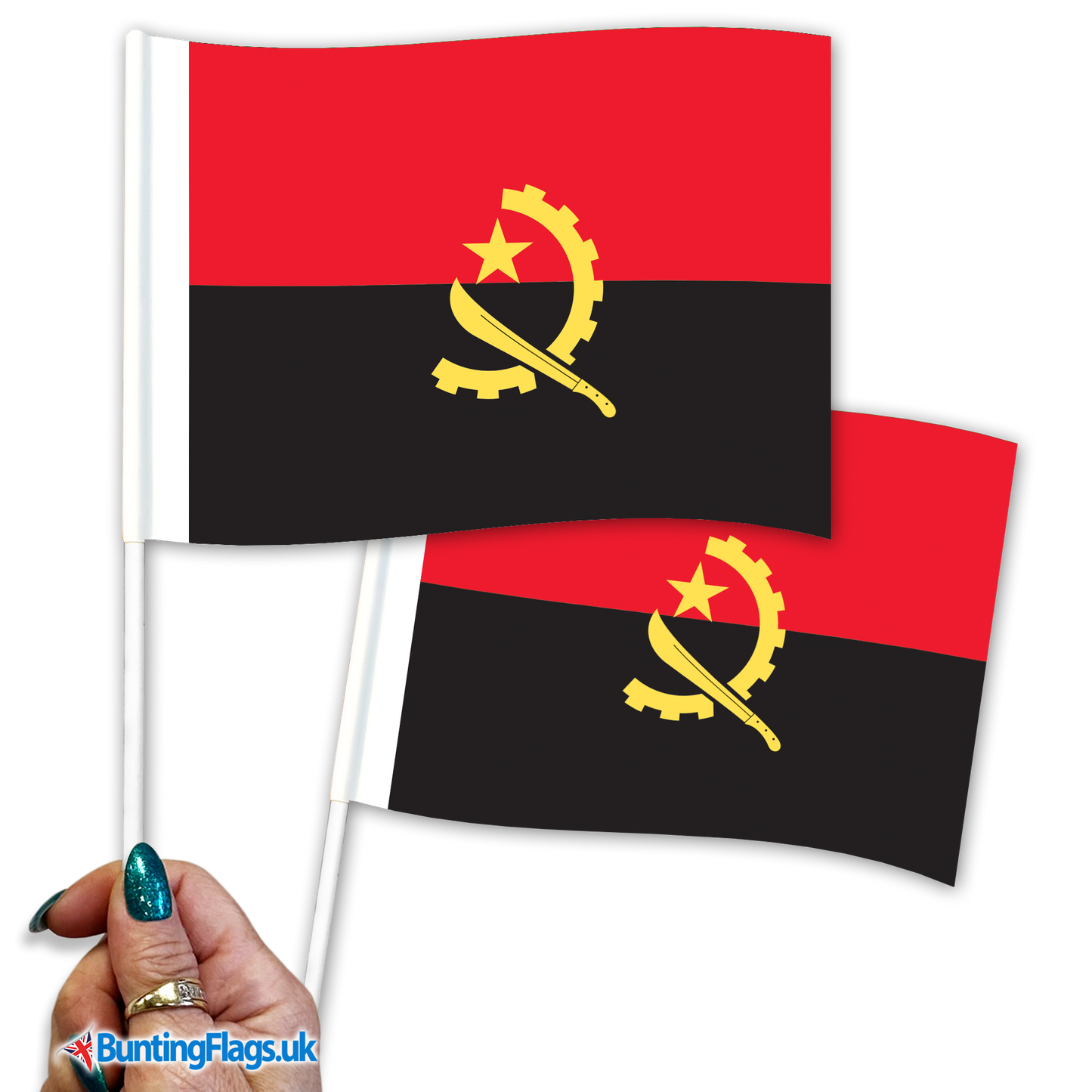 Angola hand waving flags