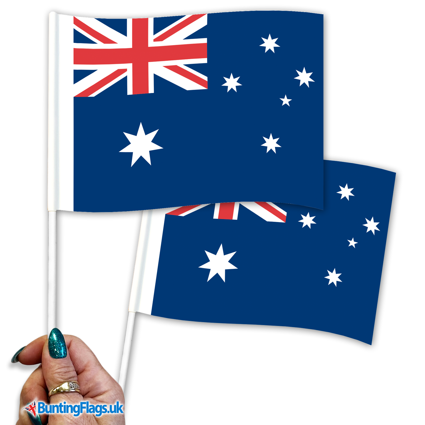 Australia hand waving flags