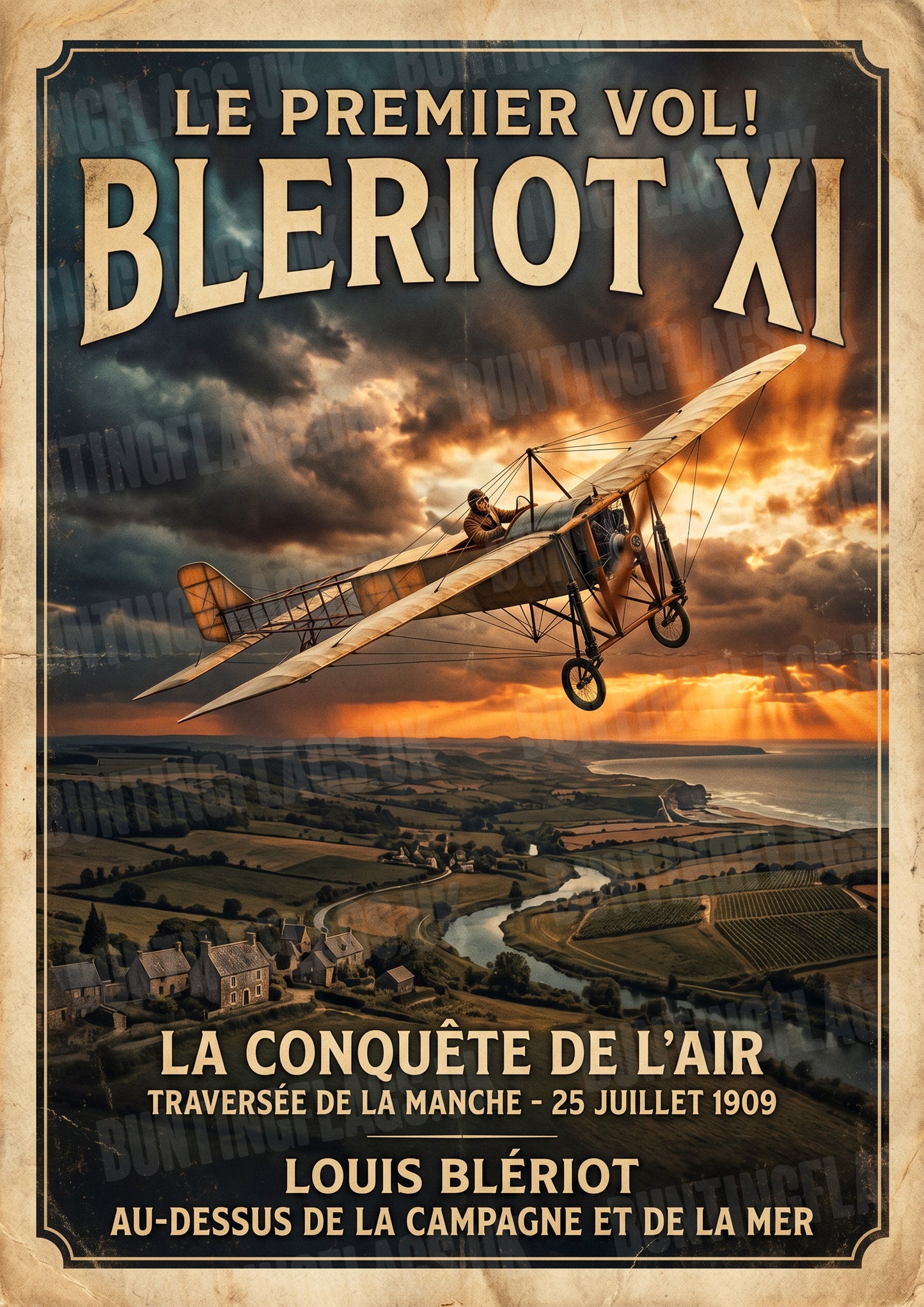 Blériot XI First Flight Vintage Aviation Poster – La Conquête de l'Air Art