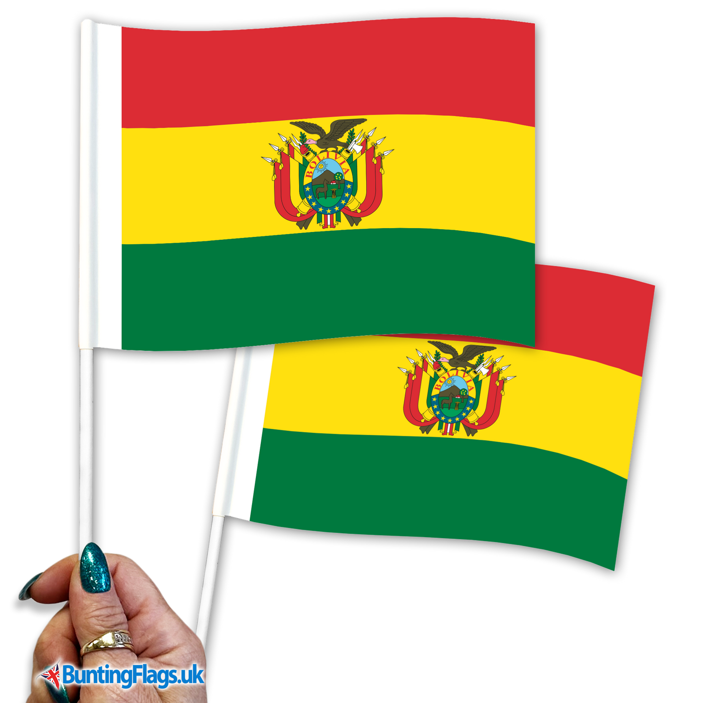 Bolivia hand waving flags