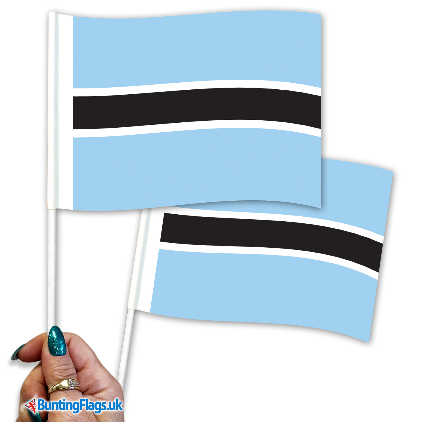 Botswana hand waving flags