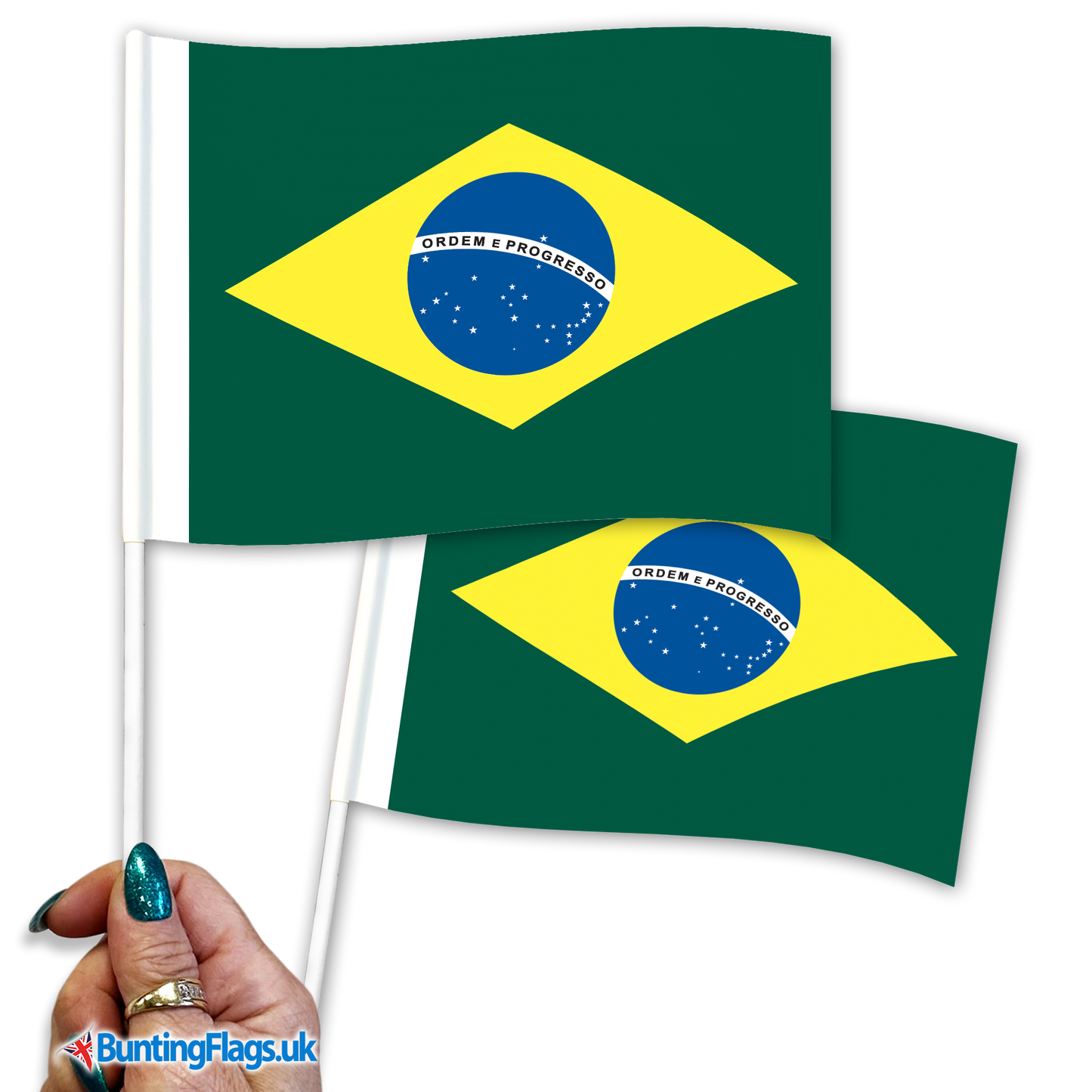 Brazil hand waving flags