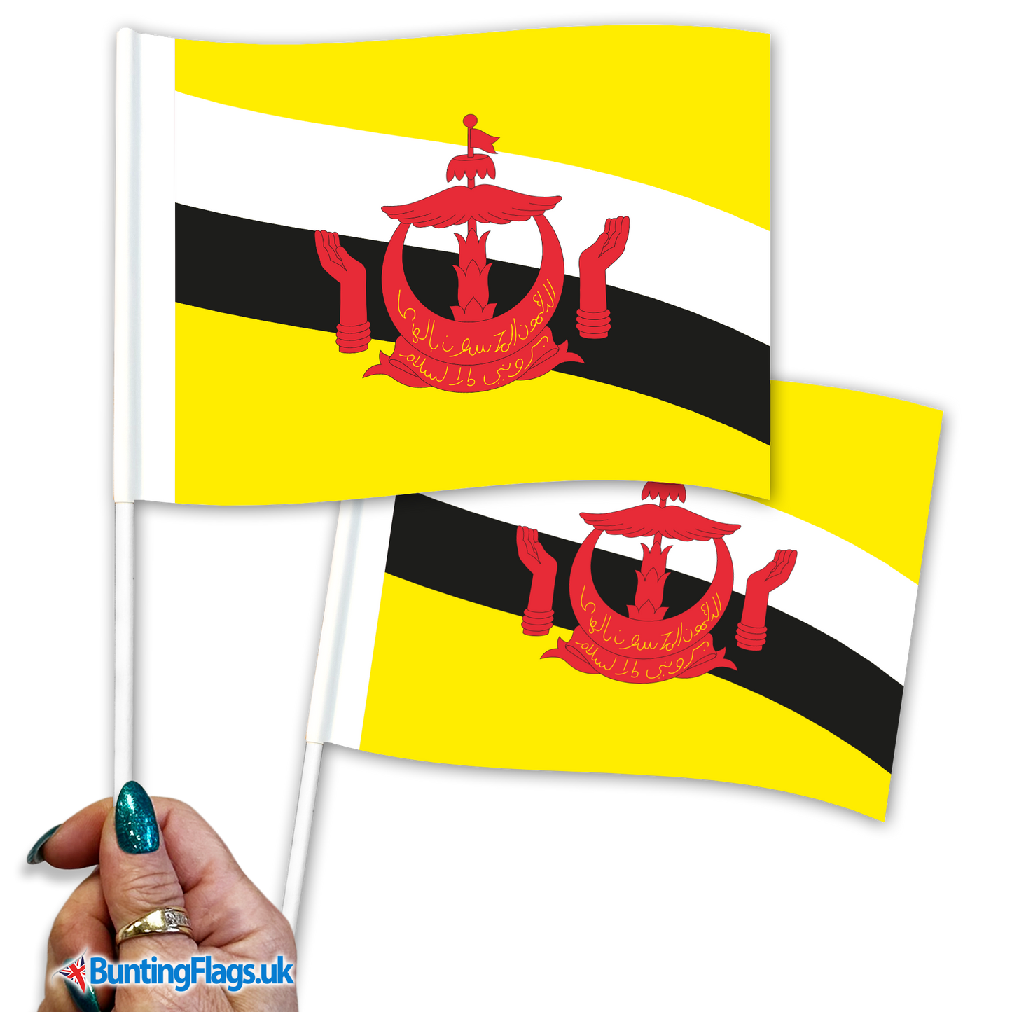 Brunei hand waving flags