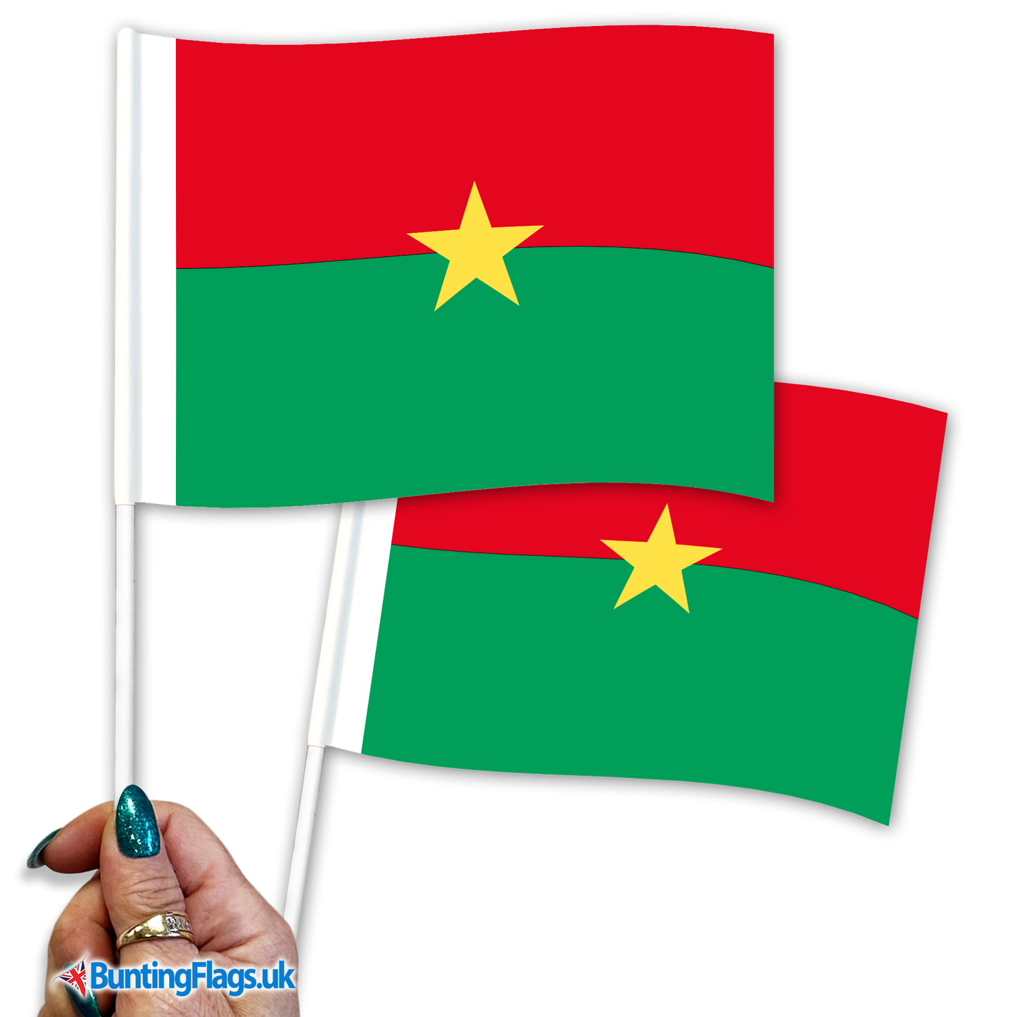 Burkina Faso hand waving flags