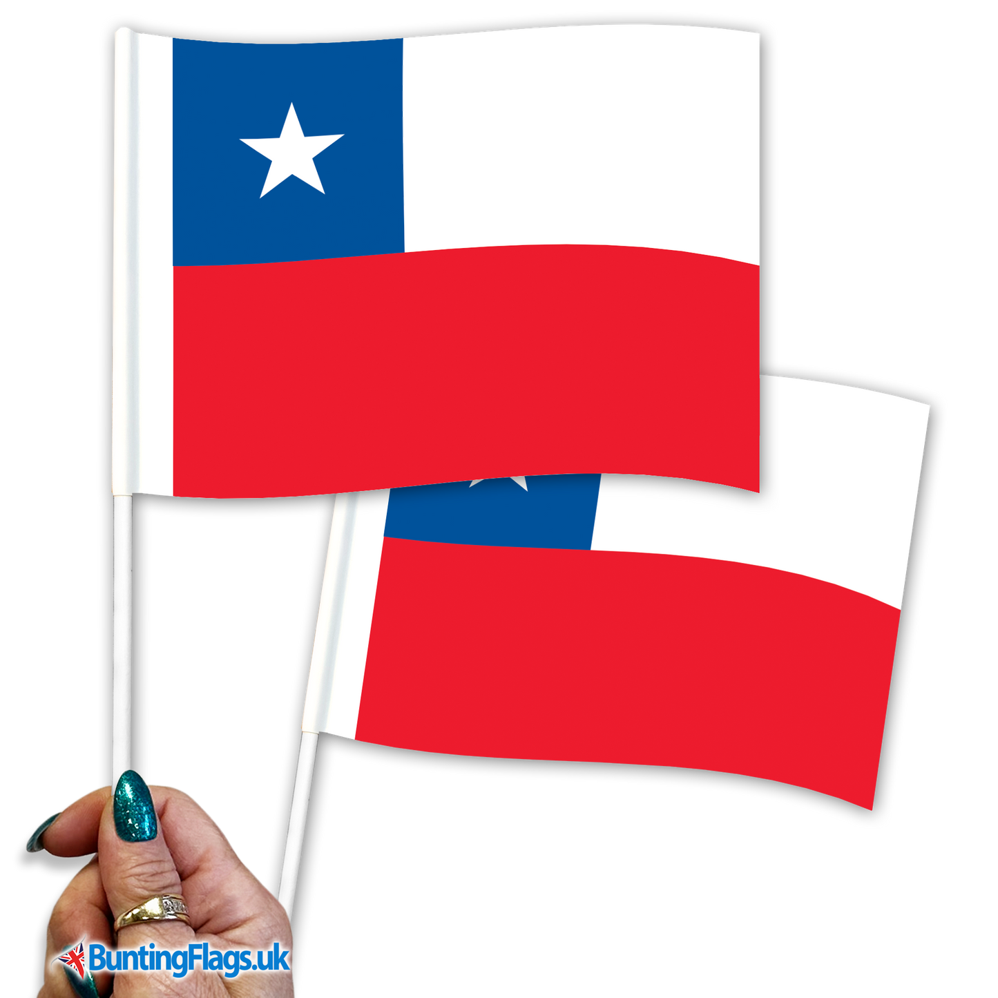 Chile hand waving flags