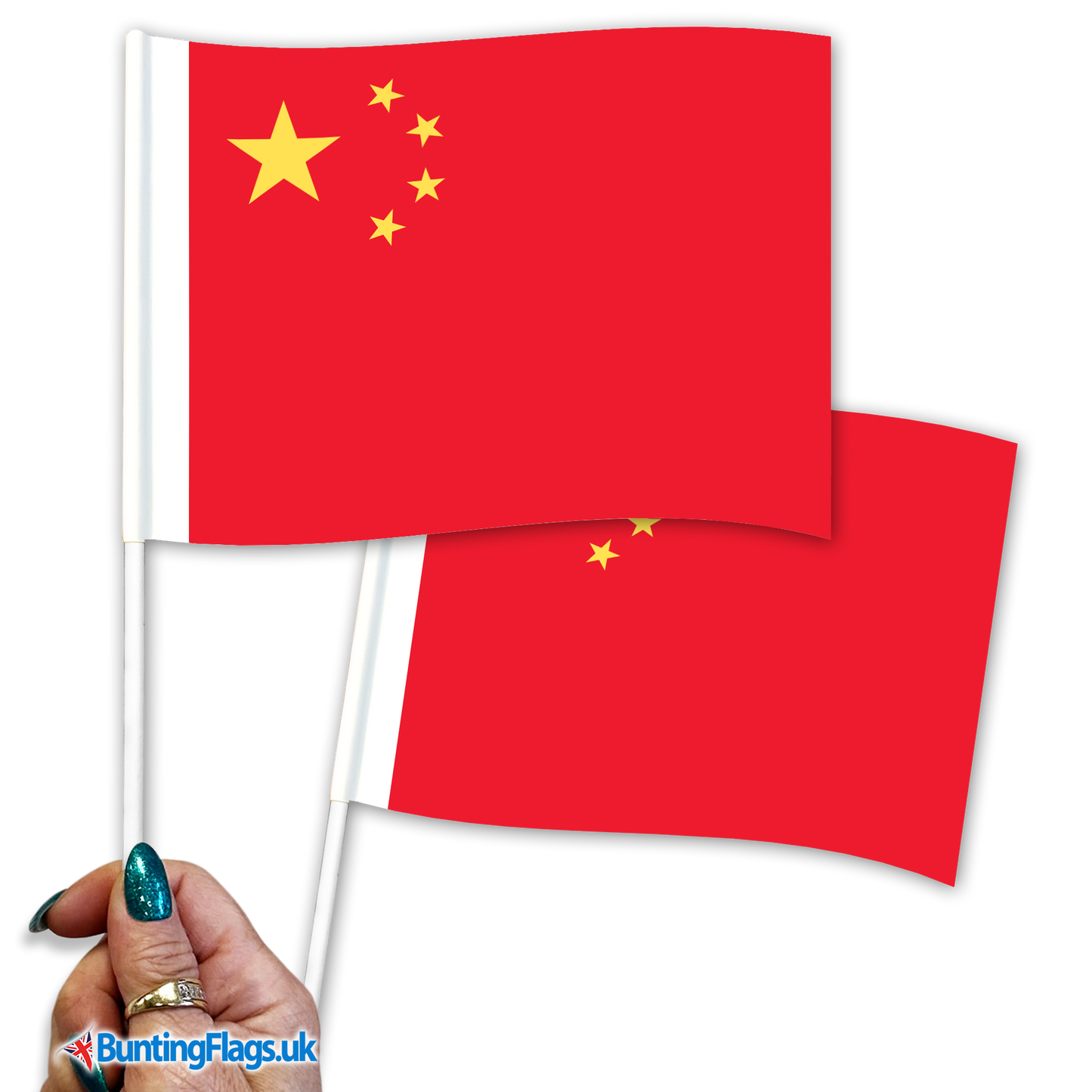 China hand waving flags