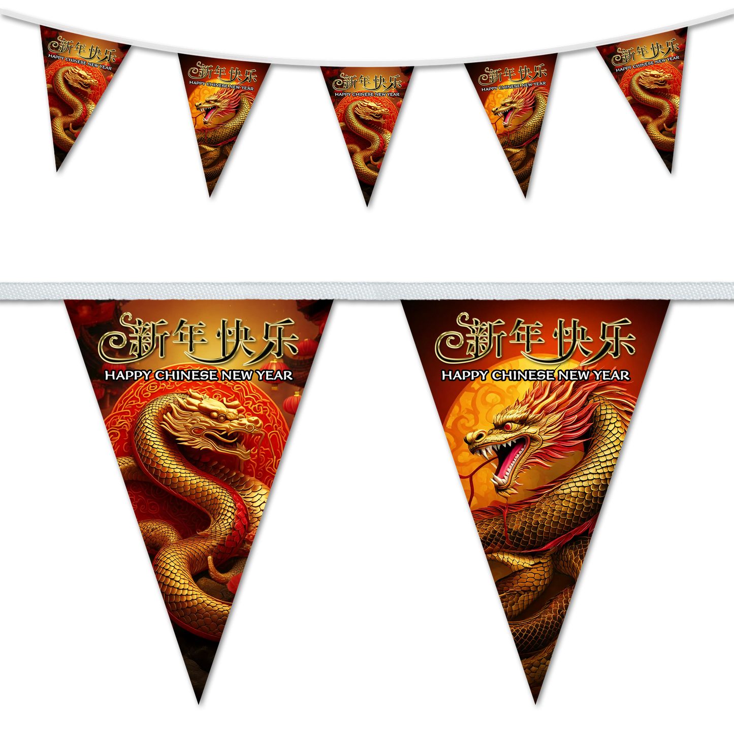 Chinese New Year Bunting - Golden Snake 1 Design
