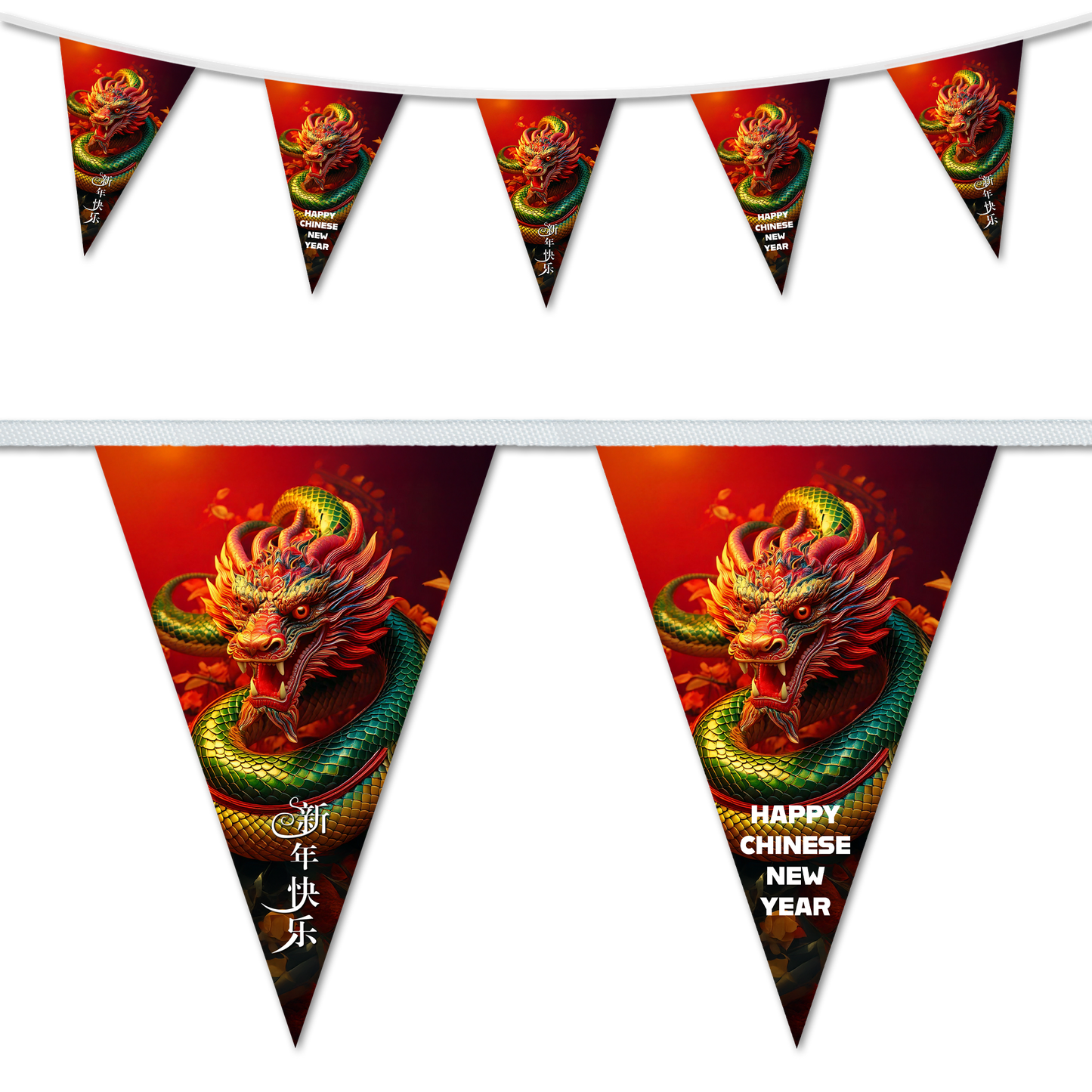 Chinese New Year Bunting - Green Snake 1 Design