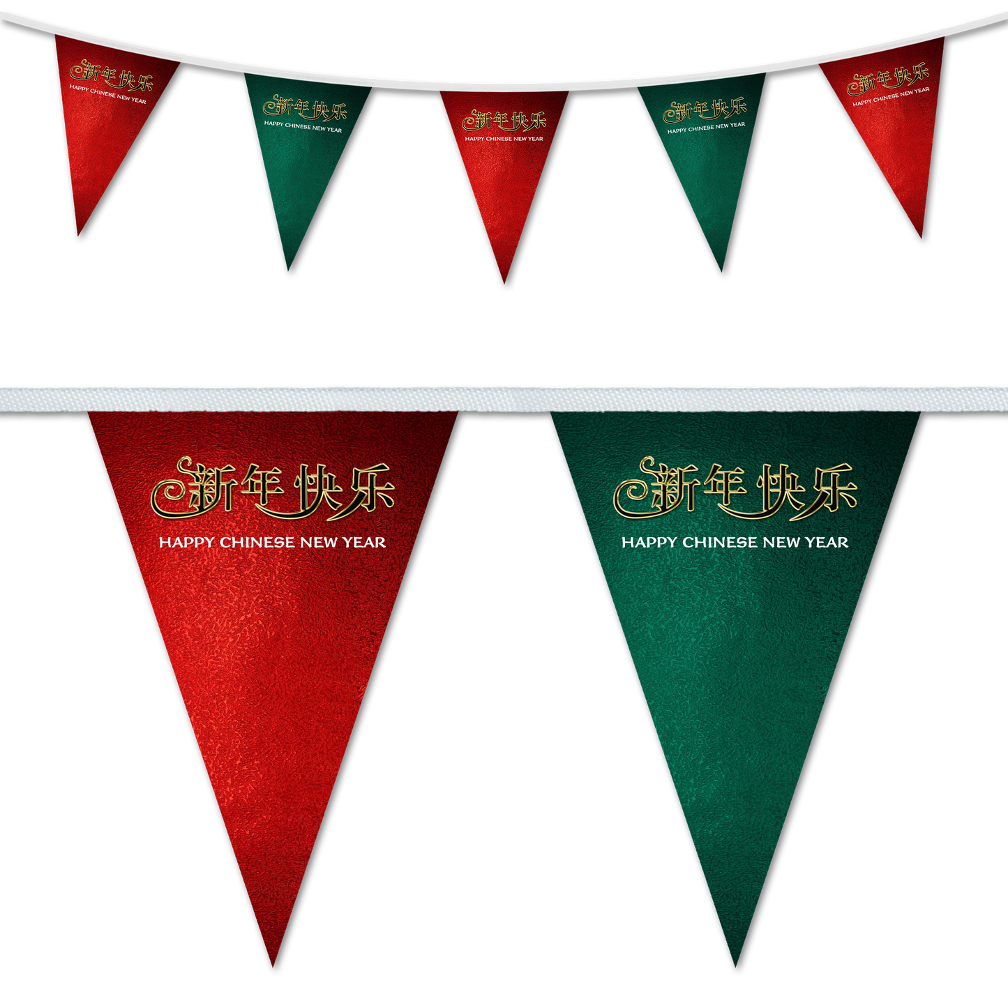 Chinese New Year Bunting - Red & Green Foil Design