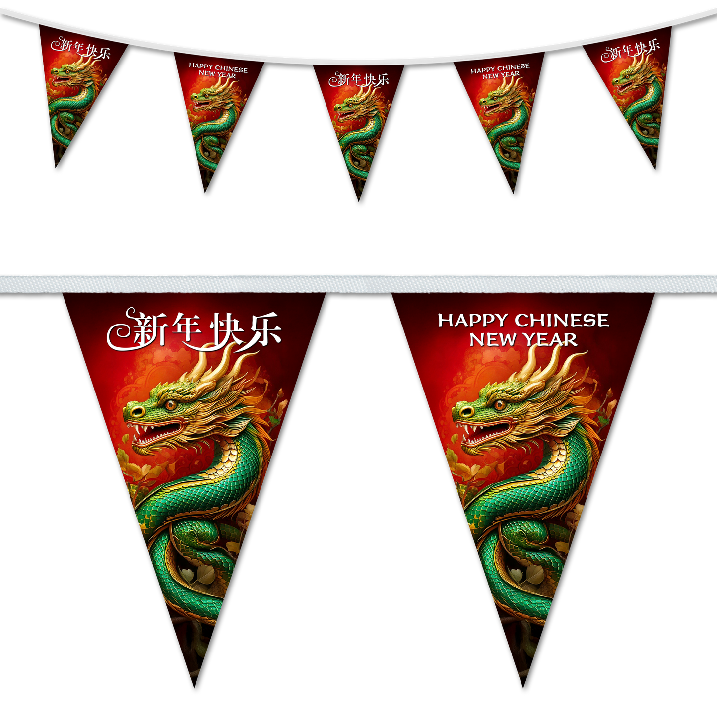 Chinese New Year Bunting - Green Snake 2 Design