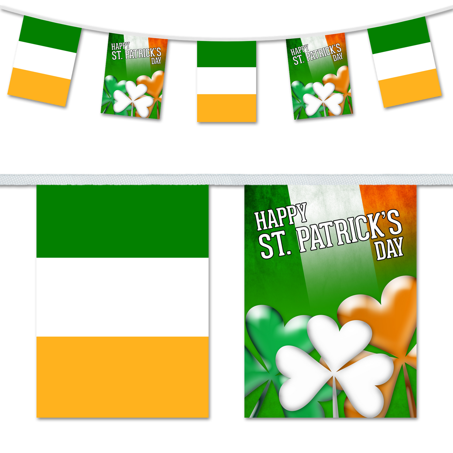 St Patricks Day - Colourful Clover & Ireland Flag