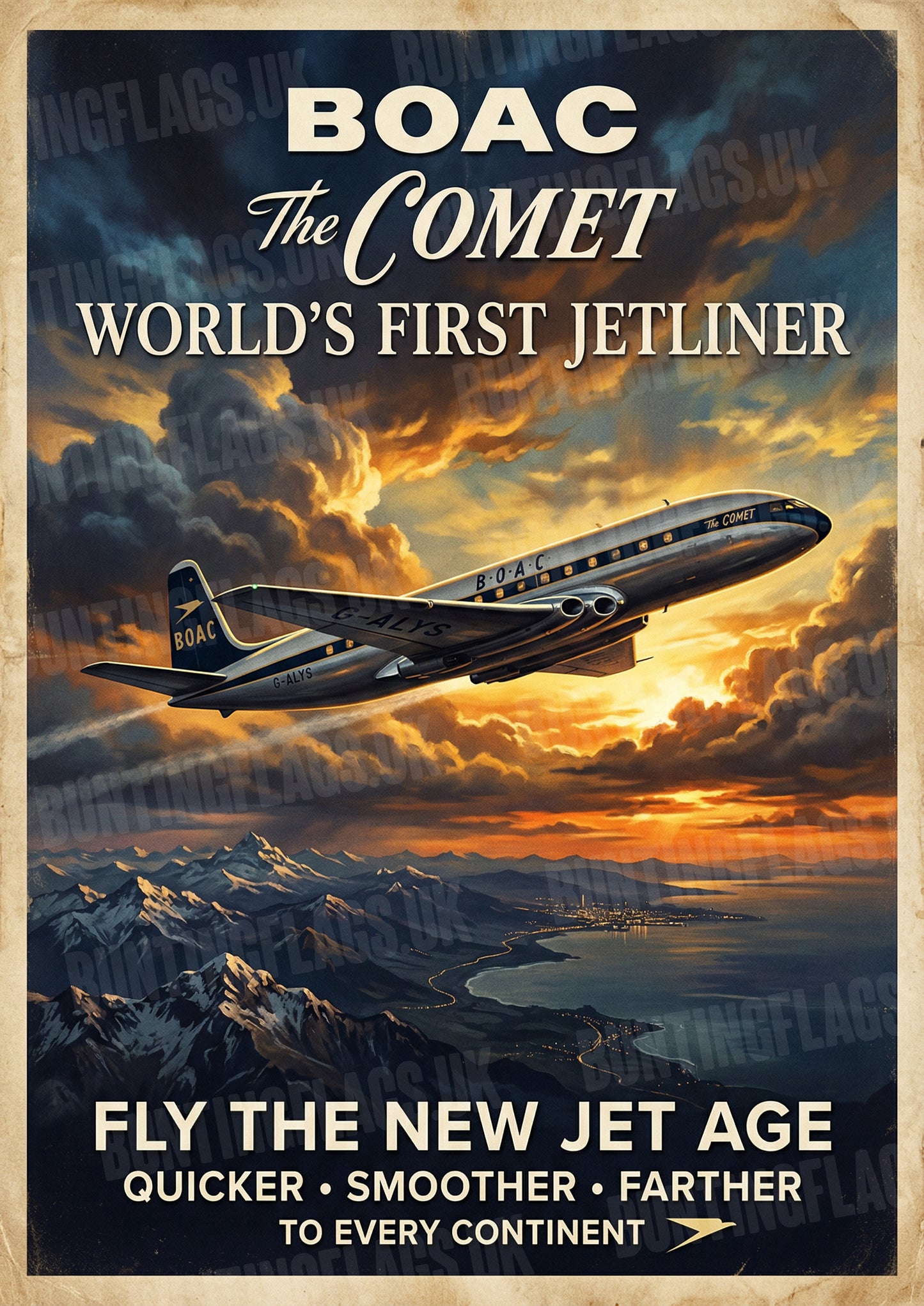 BOAC De Havilland Comet – The New Jet Age – Vintage Travel Poster