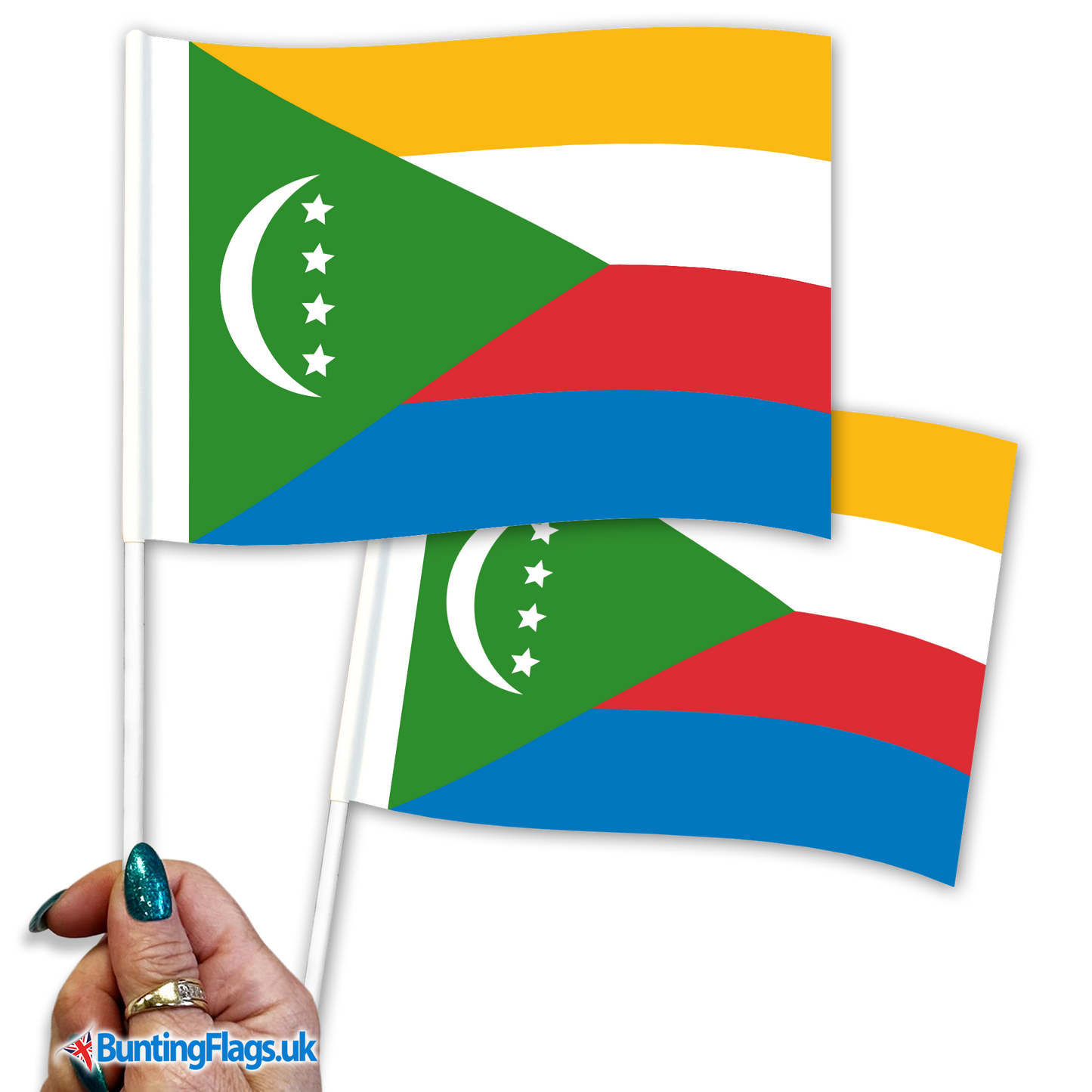Comoros hand waving flags
