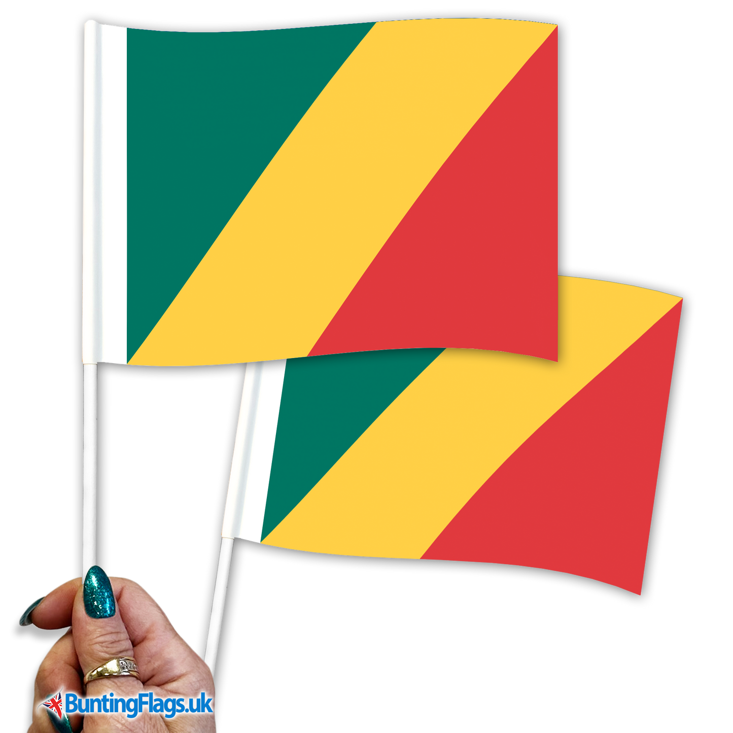 Congo (Congo-Brazzaville) hand waving flags