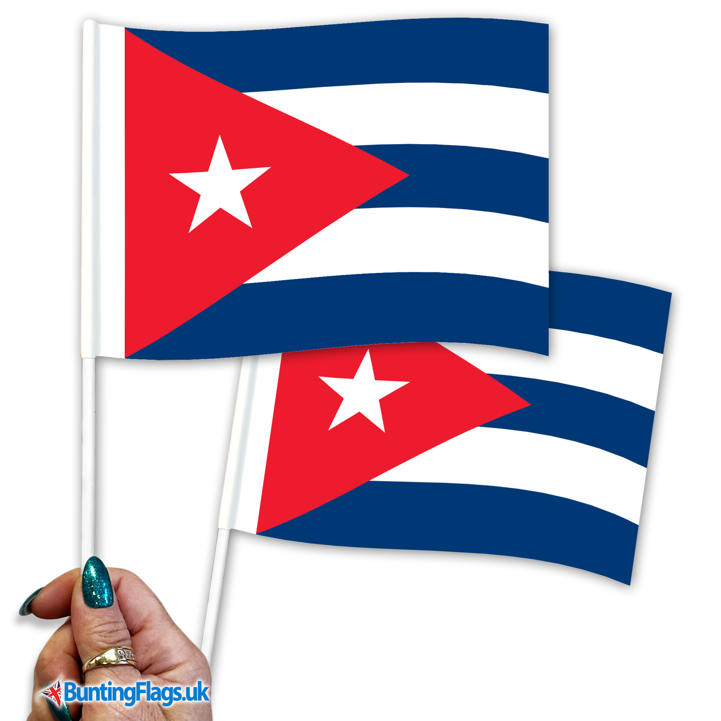 Cuba hand waving flags
