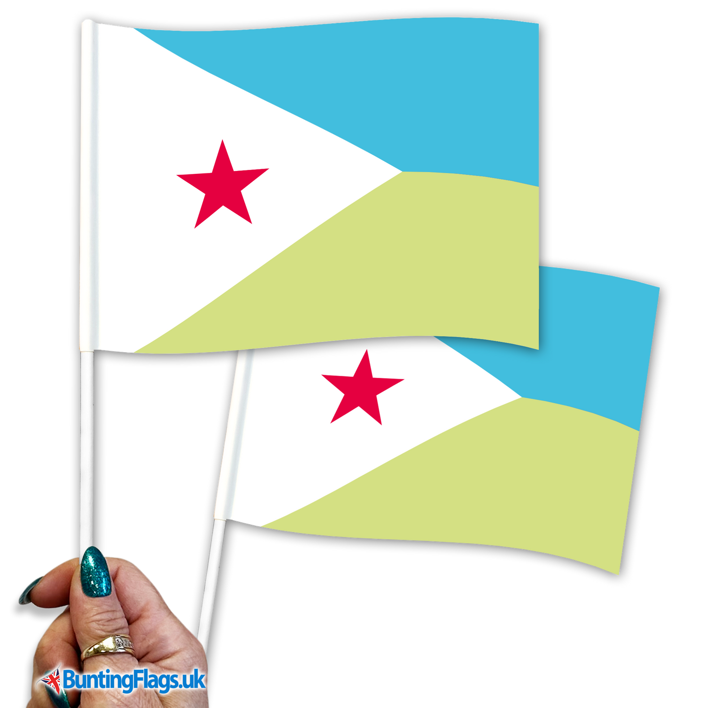 Djibouti hand waving flags