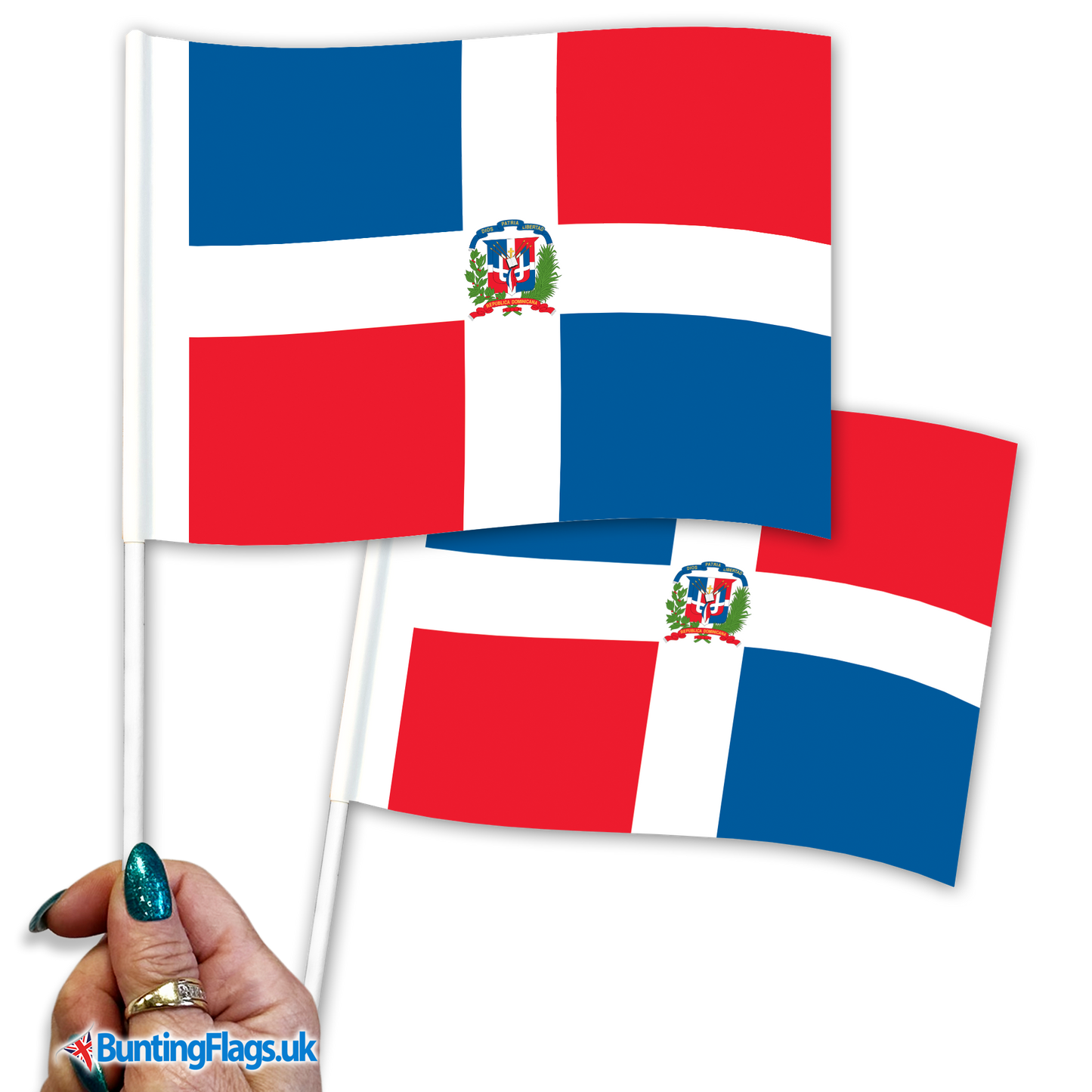 Dominican Republic hand waving flags