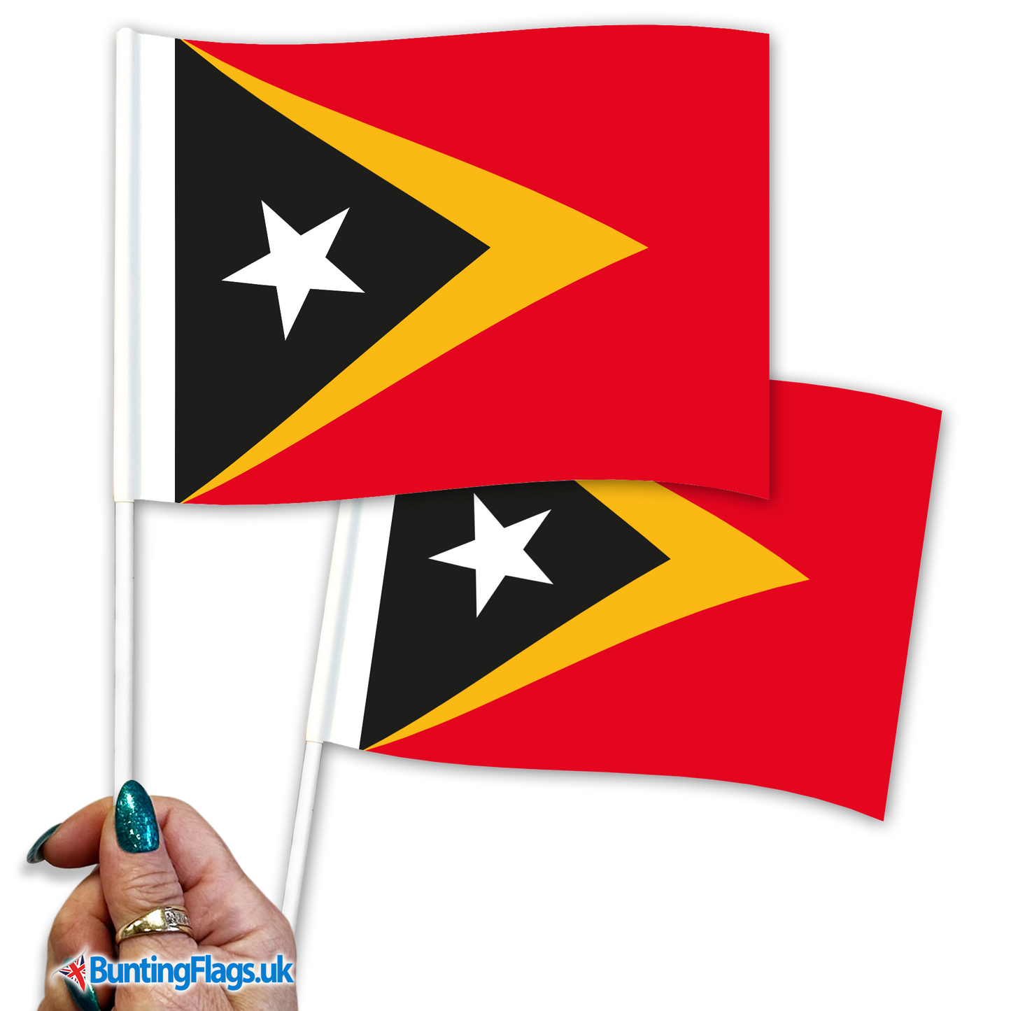 East Timor (Timor-Leste) hand waving flags