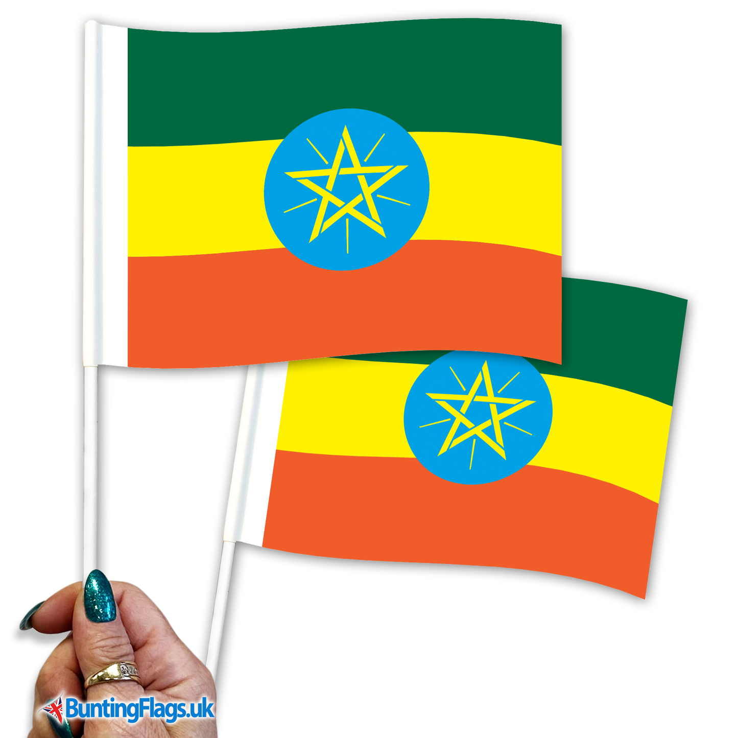 Ethiopia hand waving flags