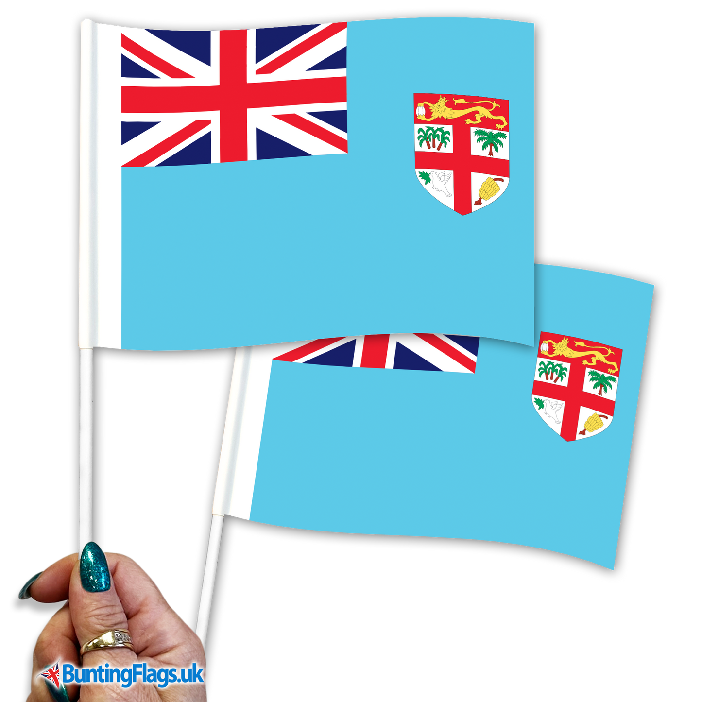 Fiji hand waving flags