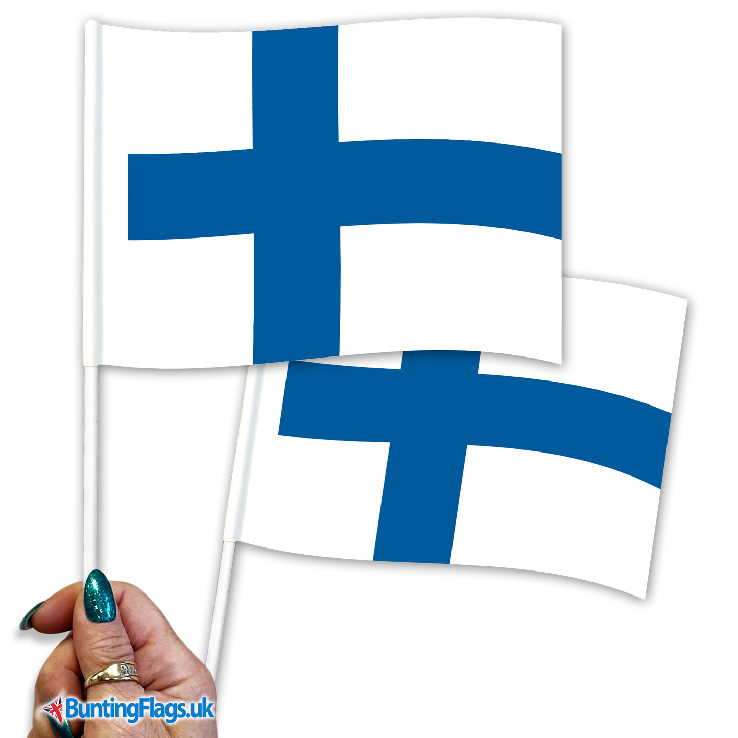 Finland hand waving flags