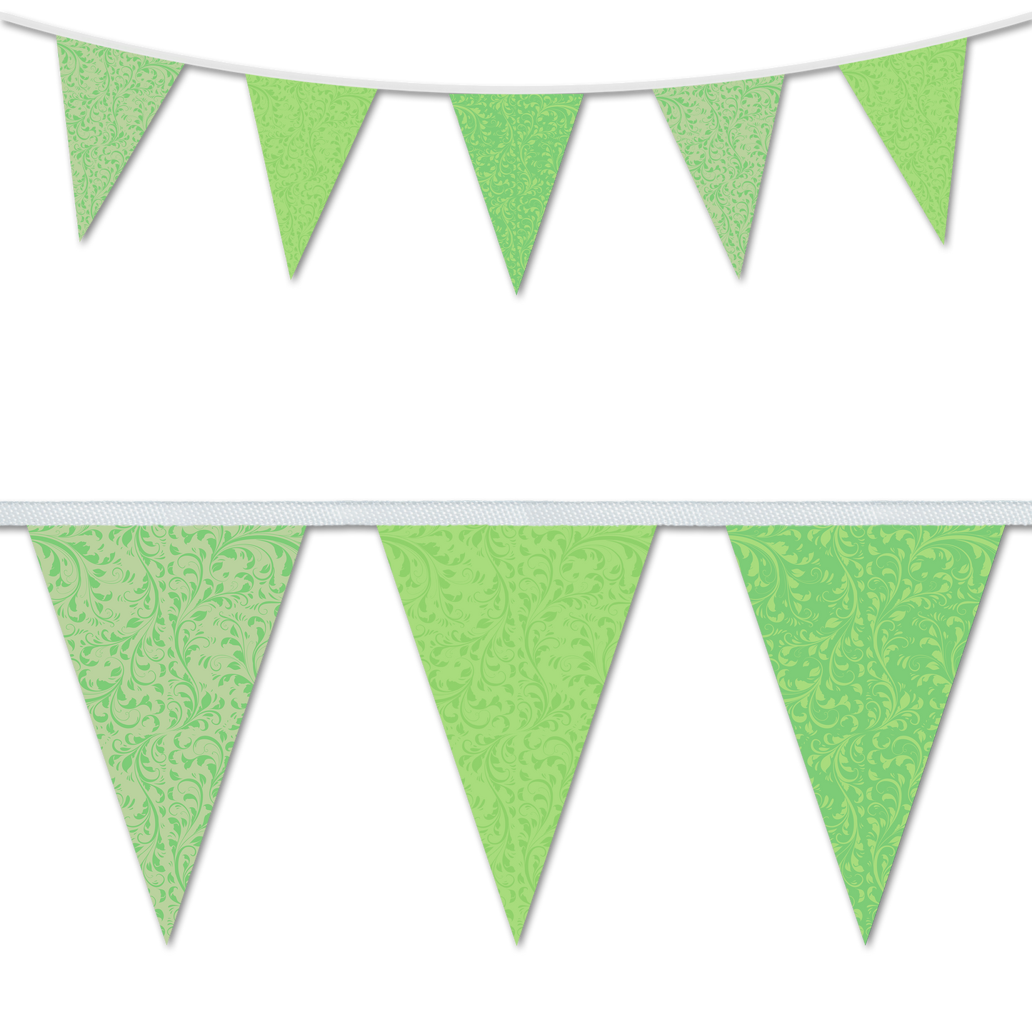 Fleurette themed wedding day decorative bunting in a three shades of green colour