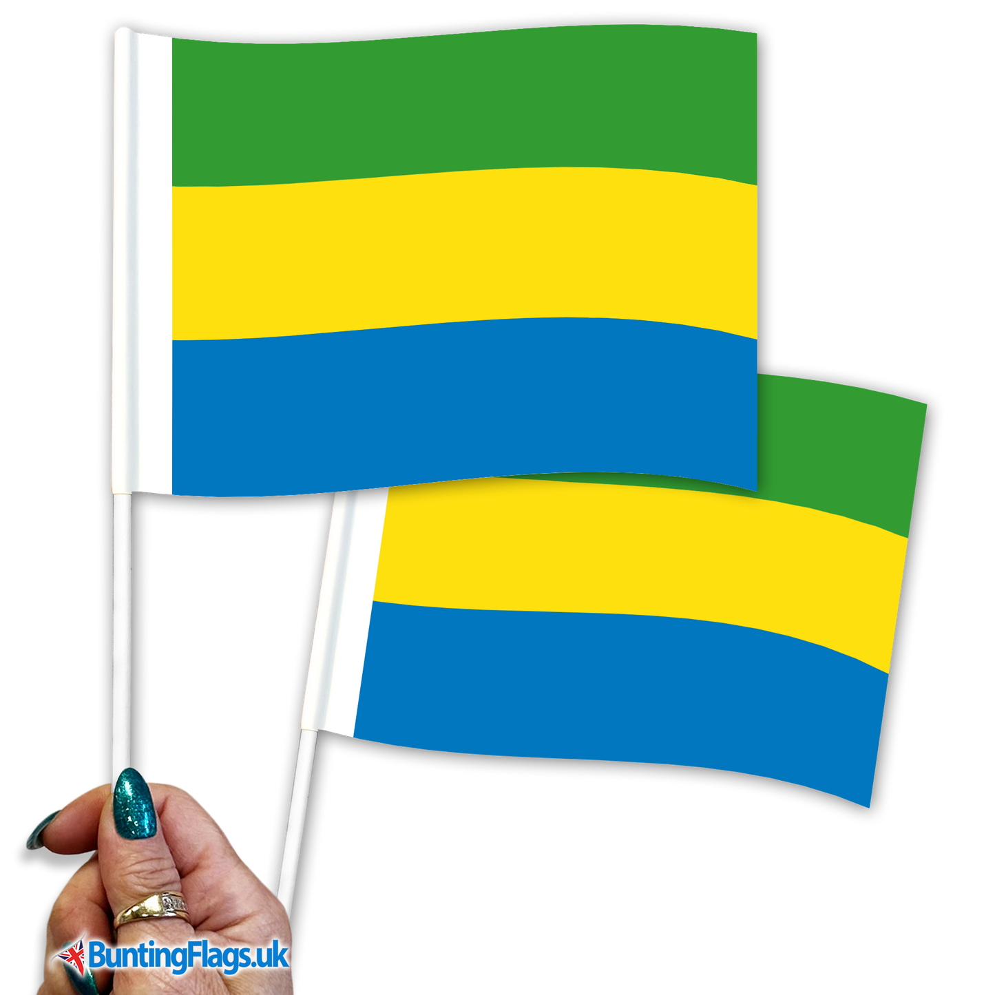 Gabon hand waving flags