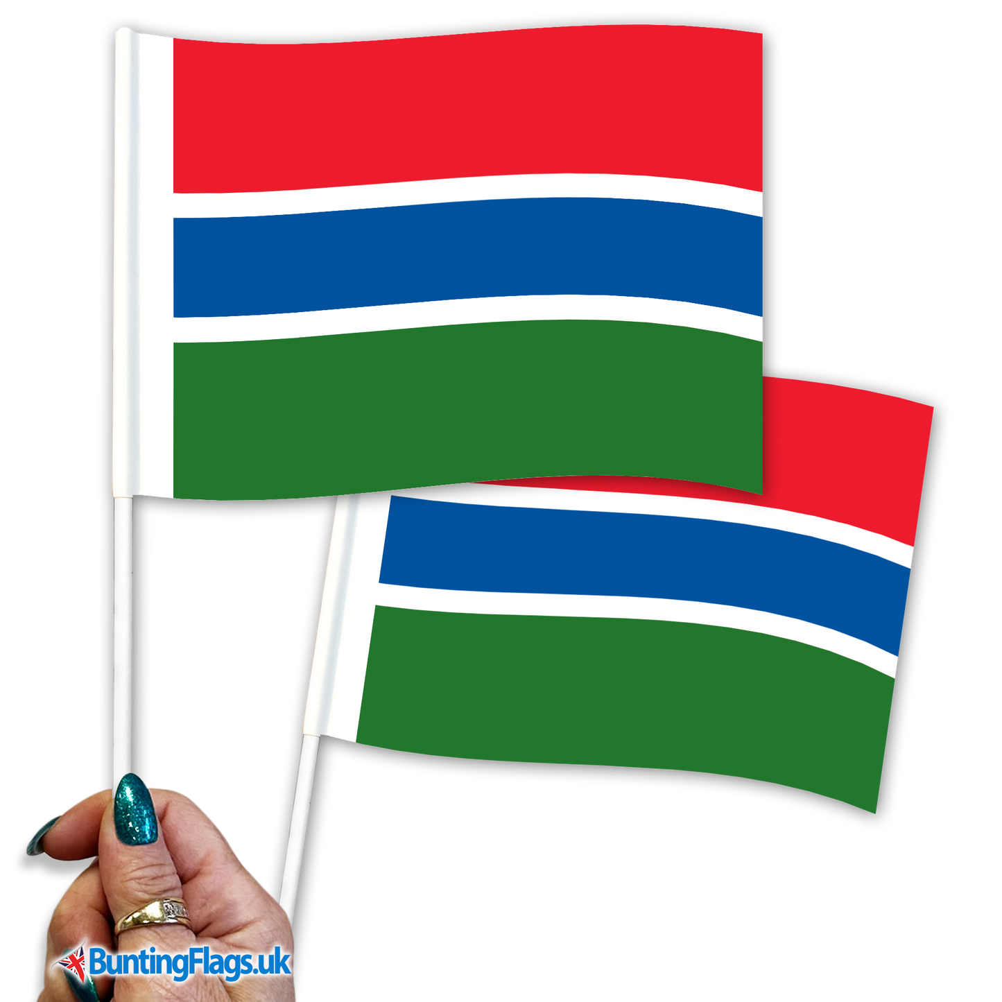 Gambia hand waving flags