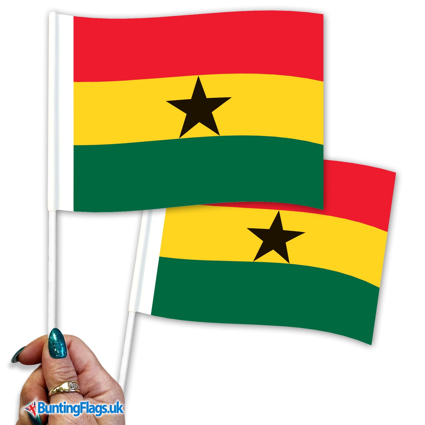 Ghana hand waving flags