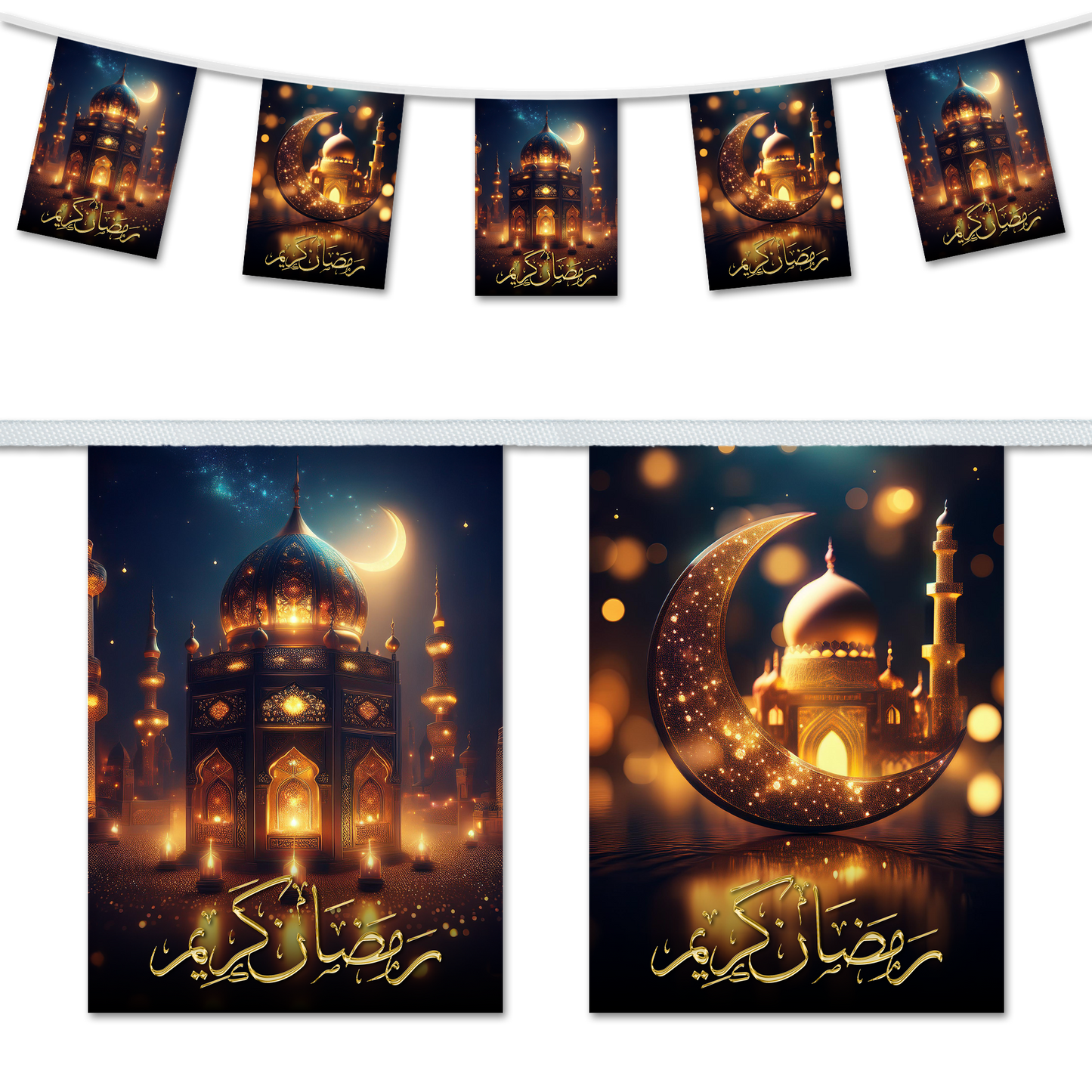 Ramadan A5 Rectangle Bunting - Golden Design