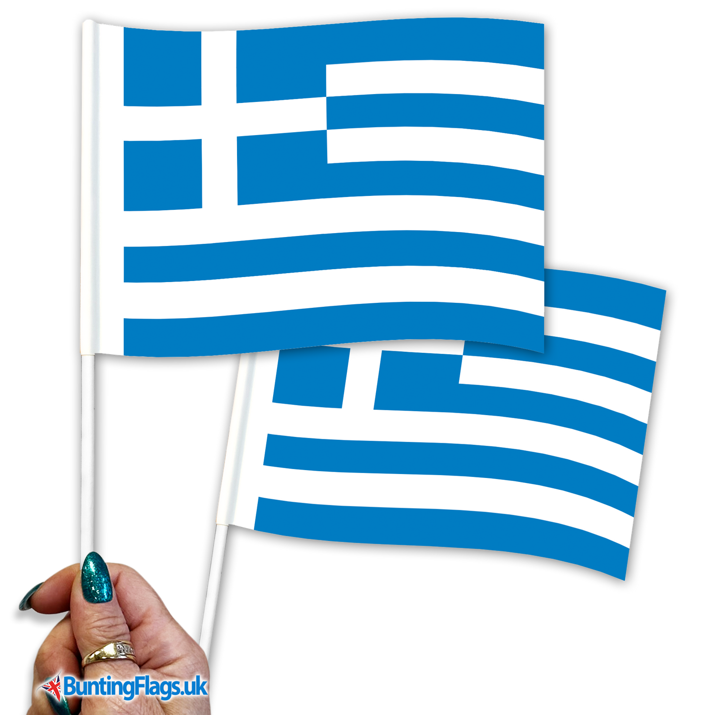 Greece hand waving flags