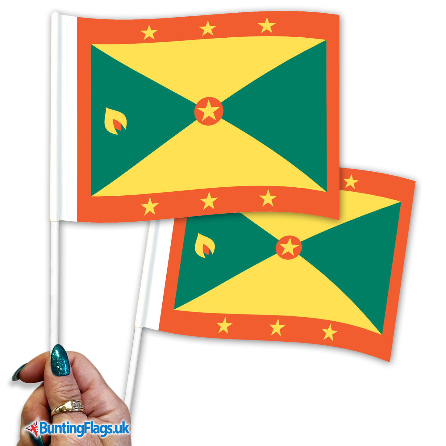 Grenada hand waving flags