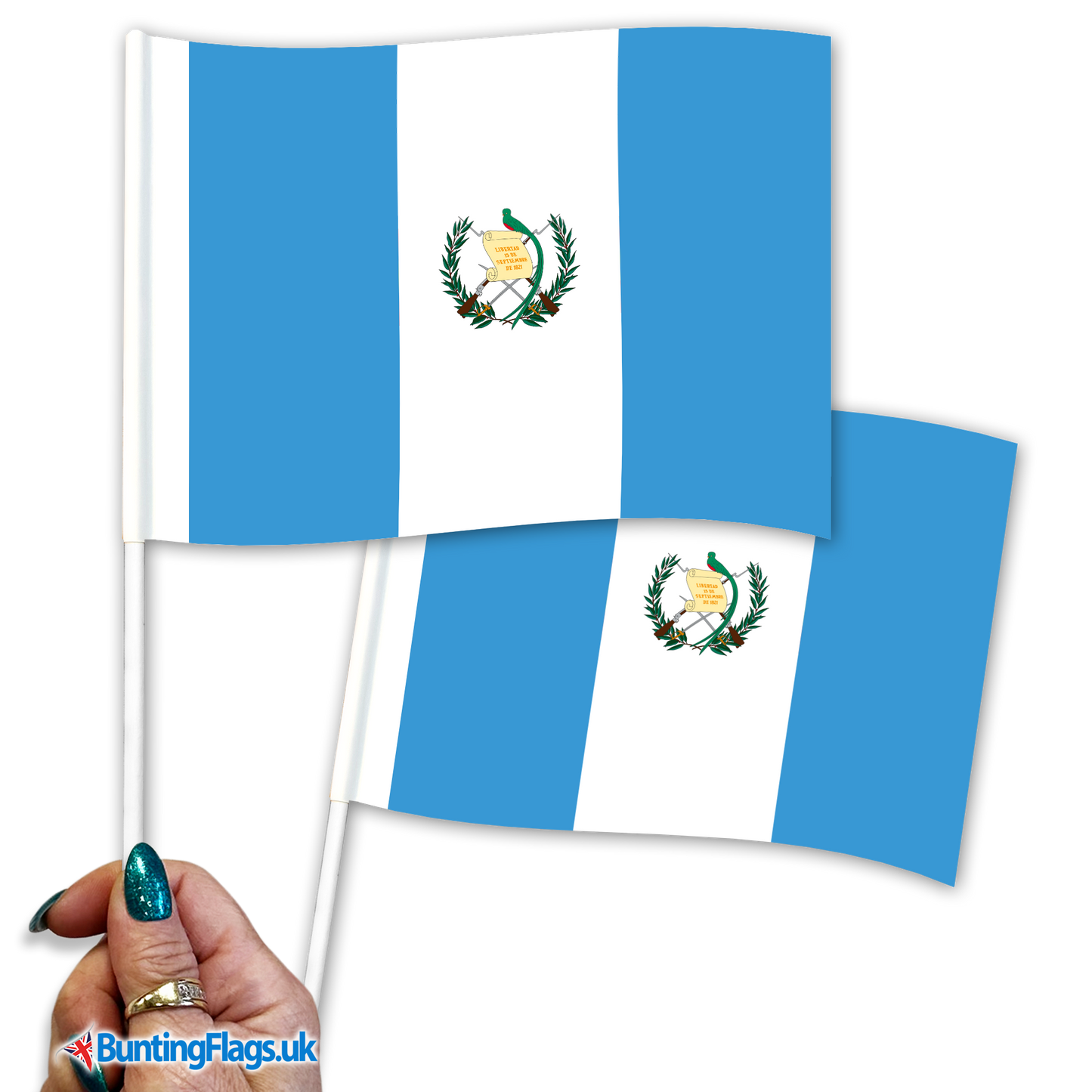 Guatemala hand waving flags