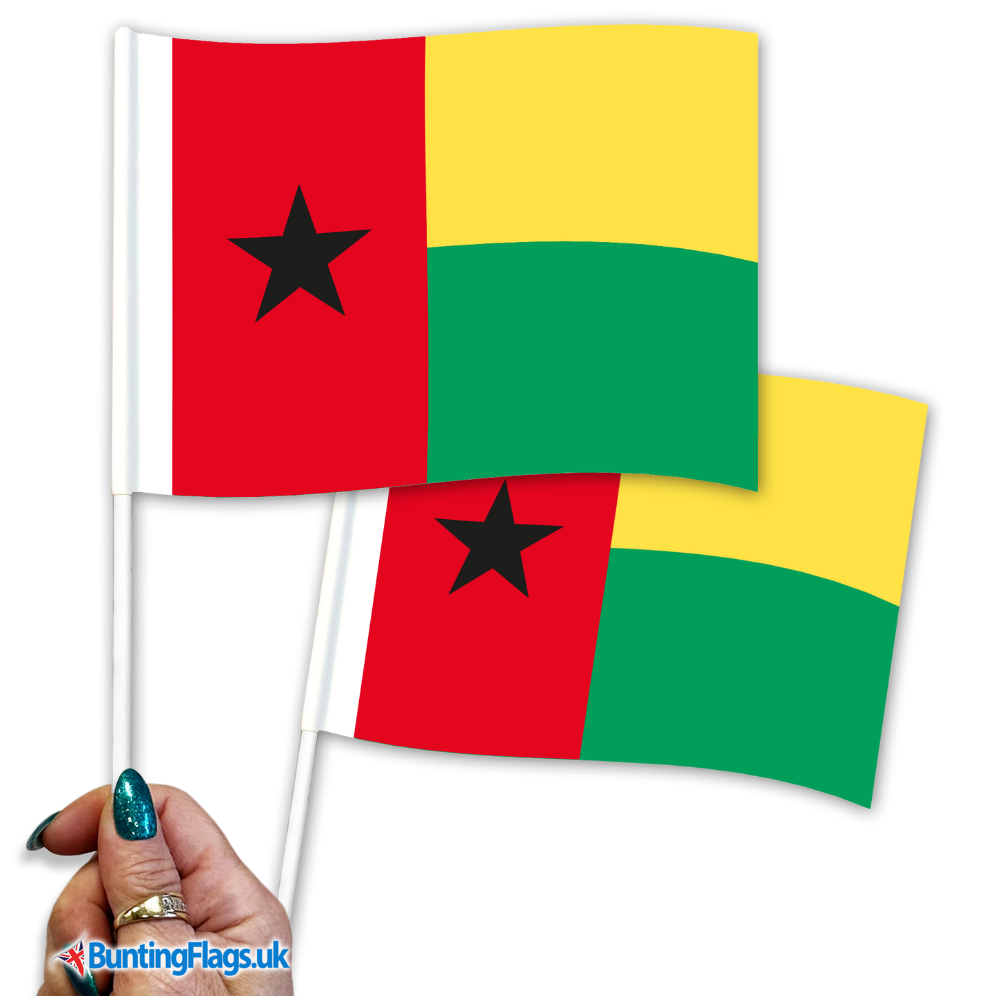 Guinea-Bissau hand waving flags