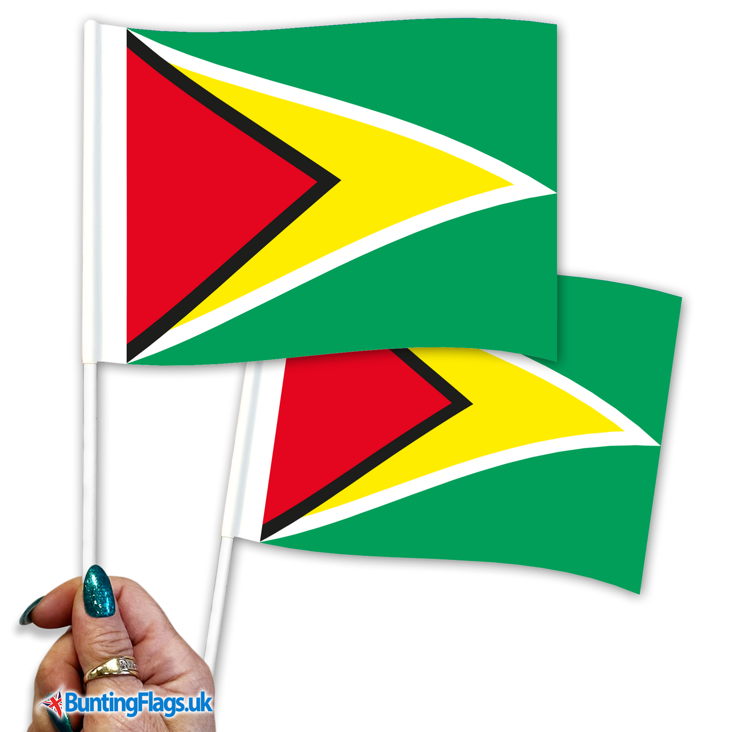 Guyana hand waving flags