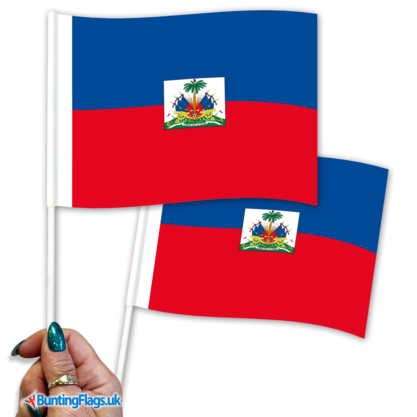 Haiti hand waving flags