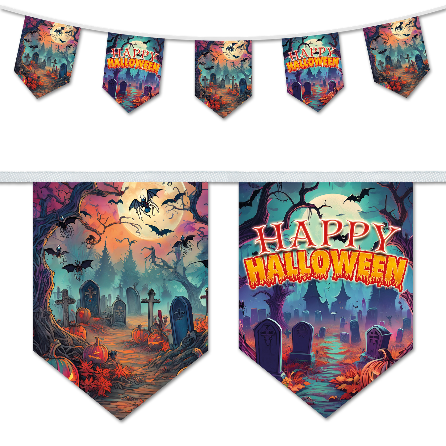 Happy Halloween A5 Chevron Bunting