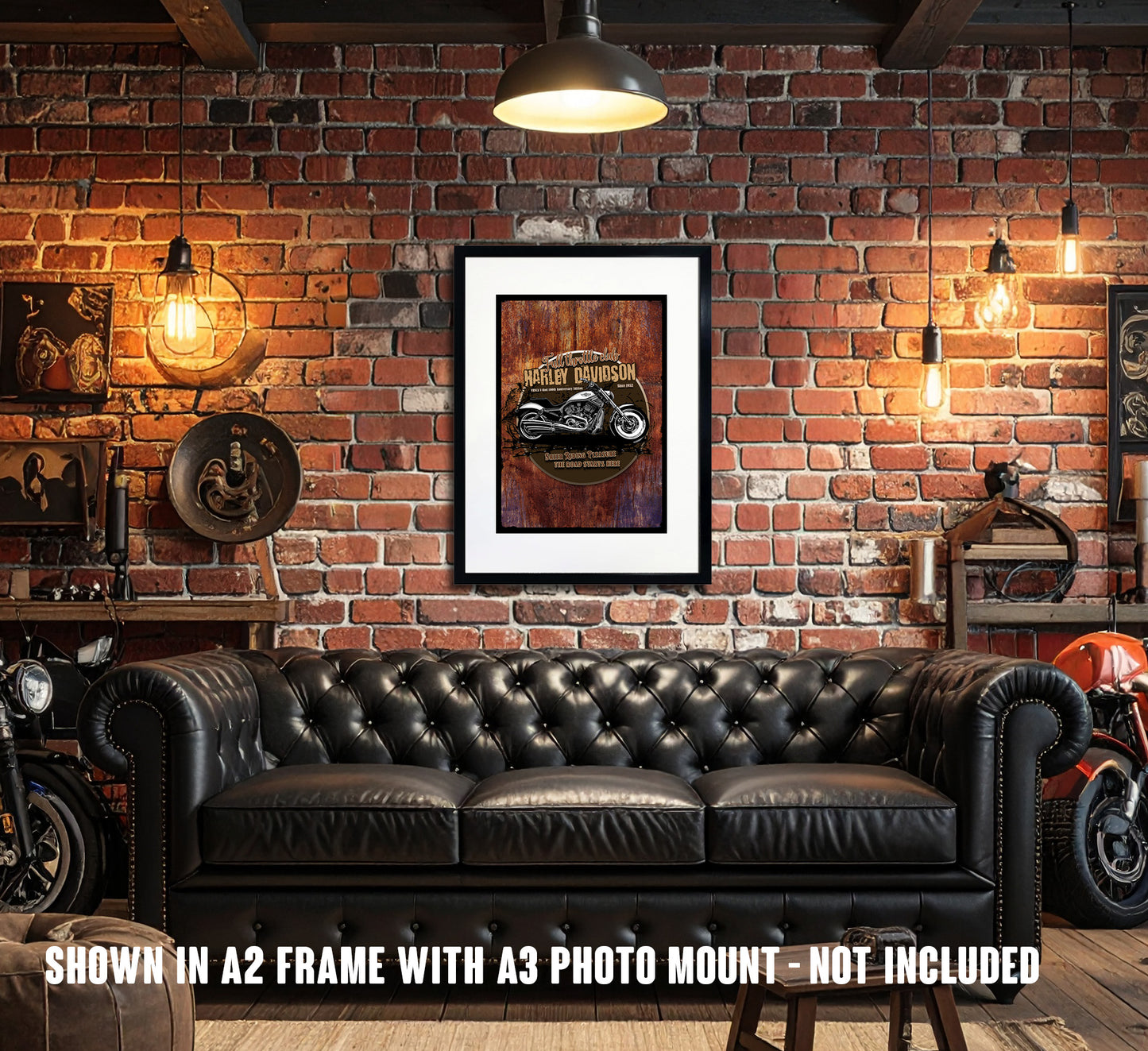 Harley Davidson V-Rod poster ideal for the man-cave, office, garage, workshop or living room wall.