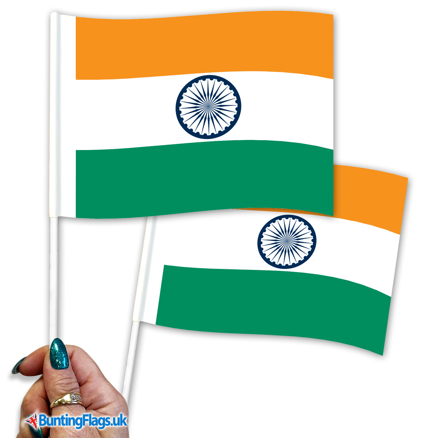 India hand waving flags