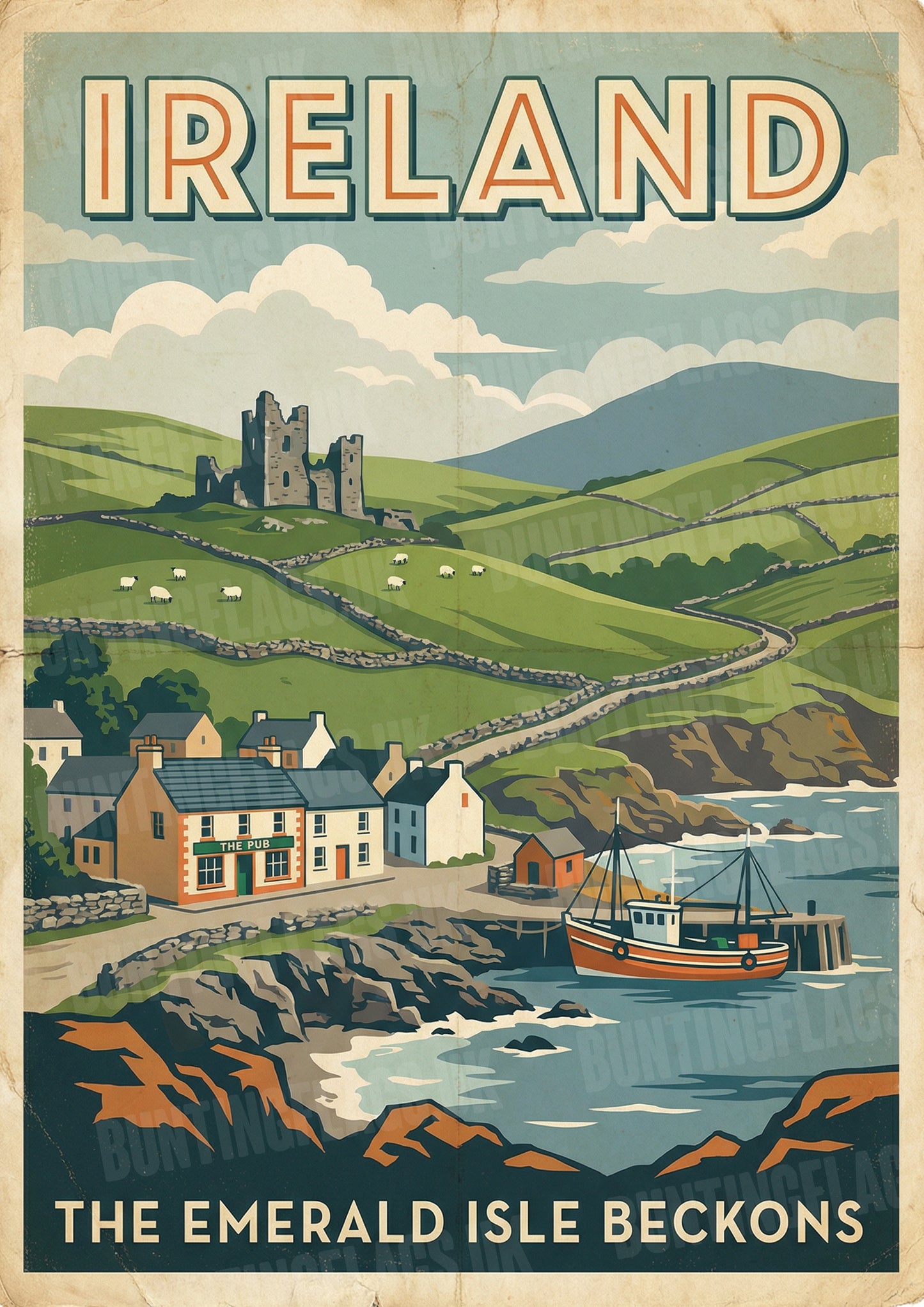 Ireland: The Emerald Isle Beckons – Vintage Travel Poster