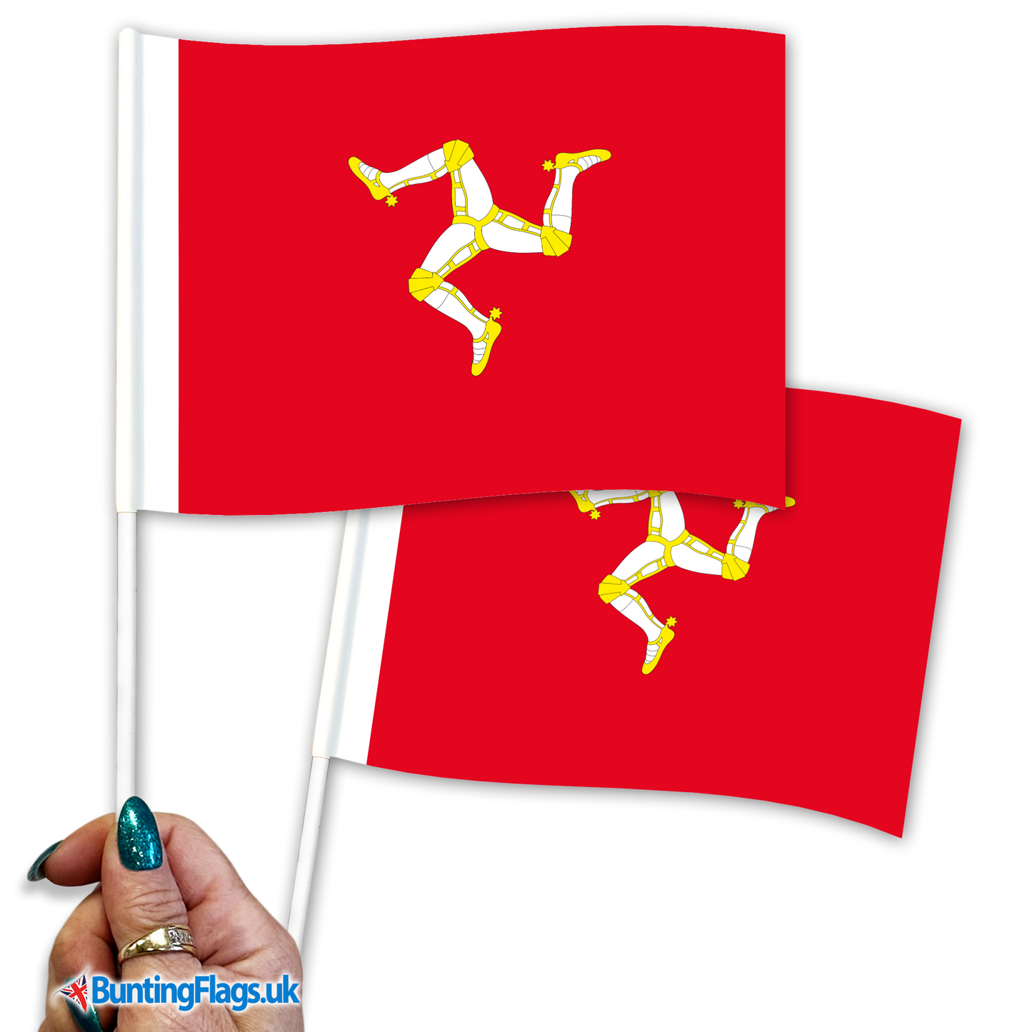 Isle of Man Hand Waving Flags