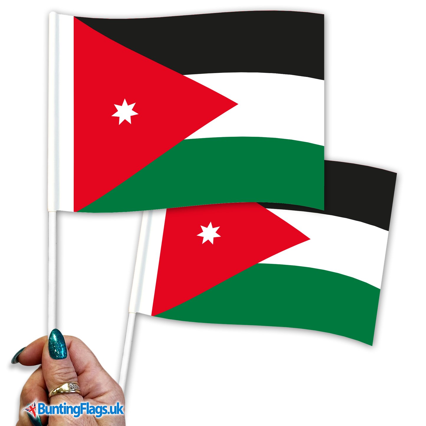 Jordan hand waving flags