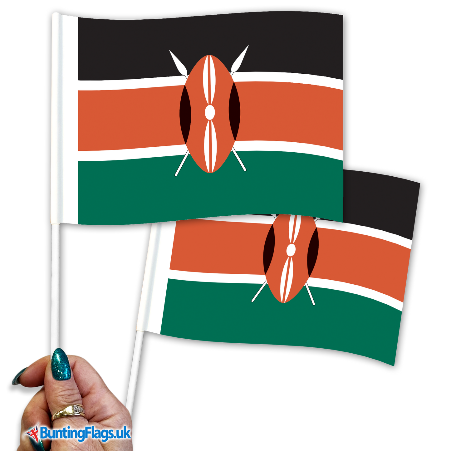 Kenya hand waving flags