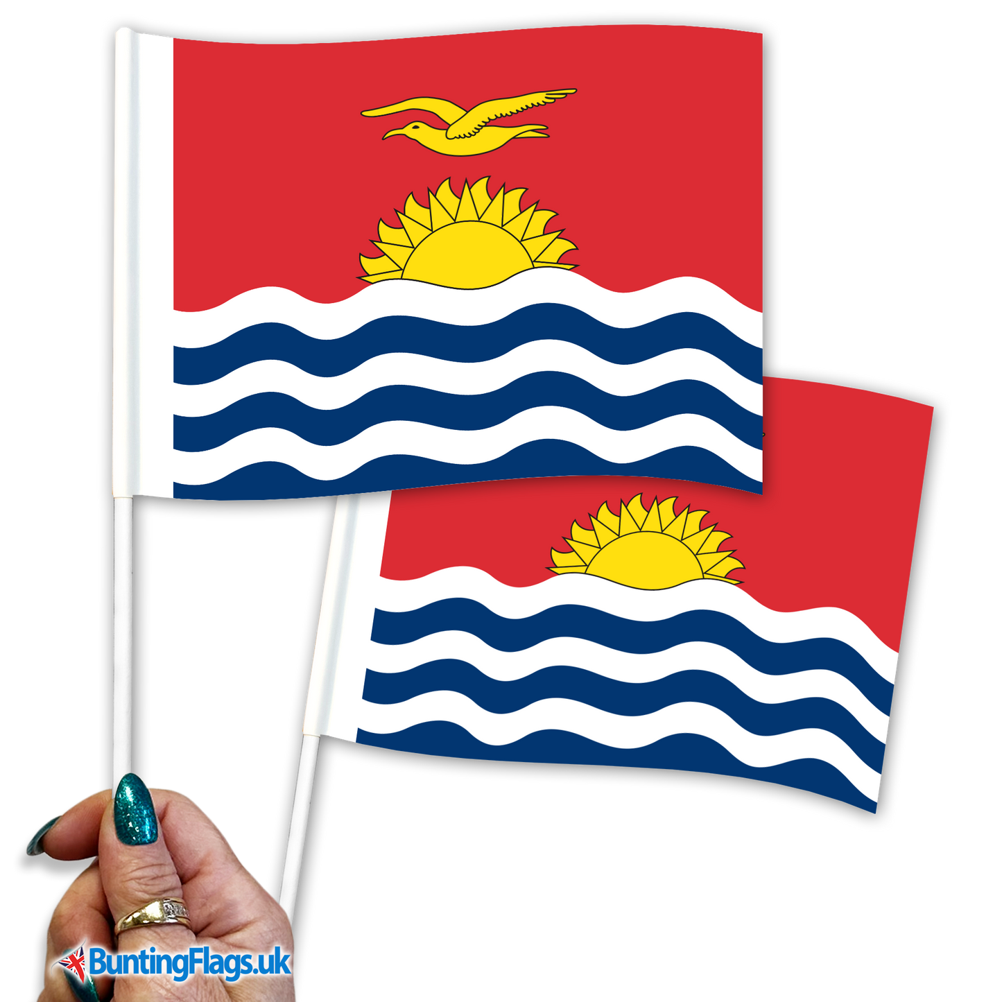 Kiribati hand waving flags