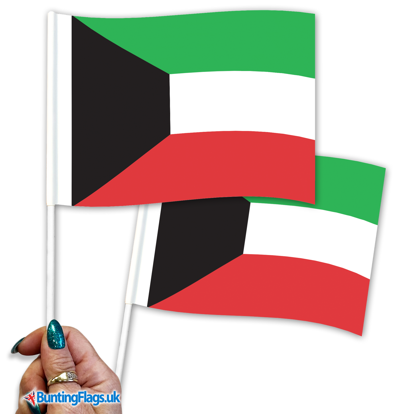 Kuwait hand waving flags