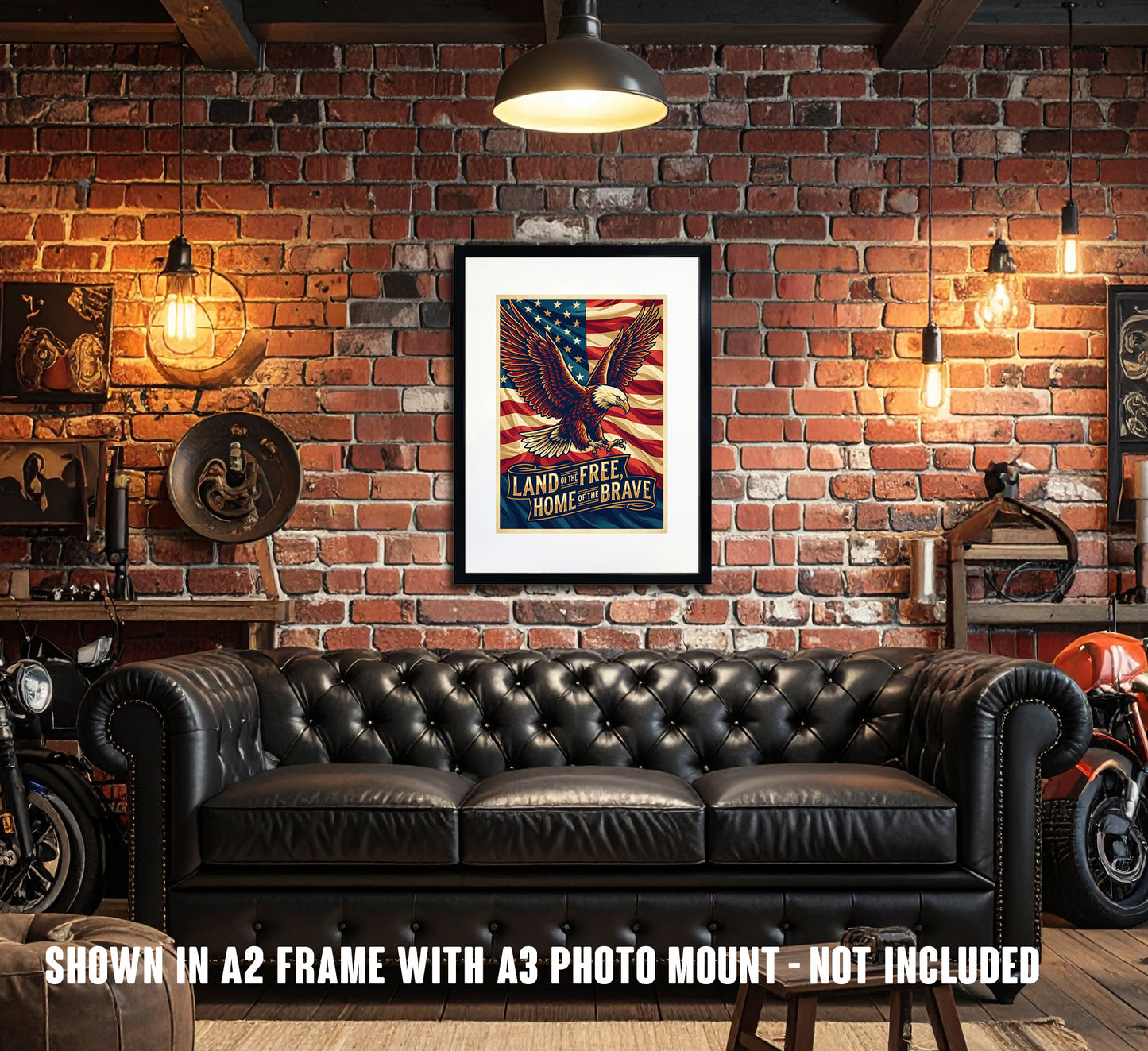 Land of the Free – Bald Eagle & Stars & Stripes A3 Poster