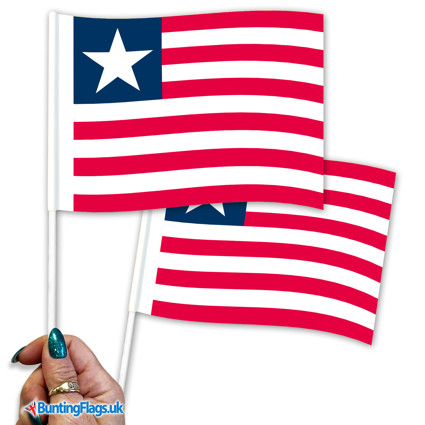 Liberia hand waving flags